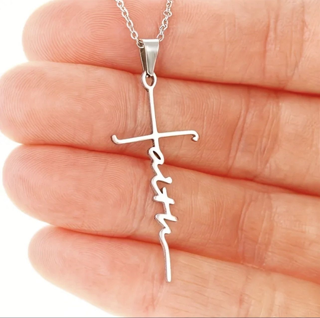 Other New Stainless Steel Silver Faith Cross Christian Necklace Size ONE SIZE - 2 Thumbnail