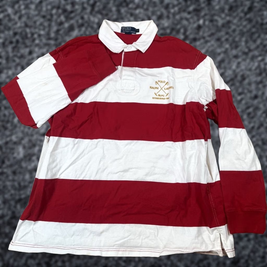 Ralph Lauren VINTAGE Polo Ralph Lauren Rugby Jersey PRLC Club Mens XL Red White Stripe Clubs 1967 Rugby Mens XL Red White Stripe Polo Ralph Lauren Shirt Size US XL / EU 56 / 4 - 1 Thumbnail