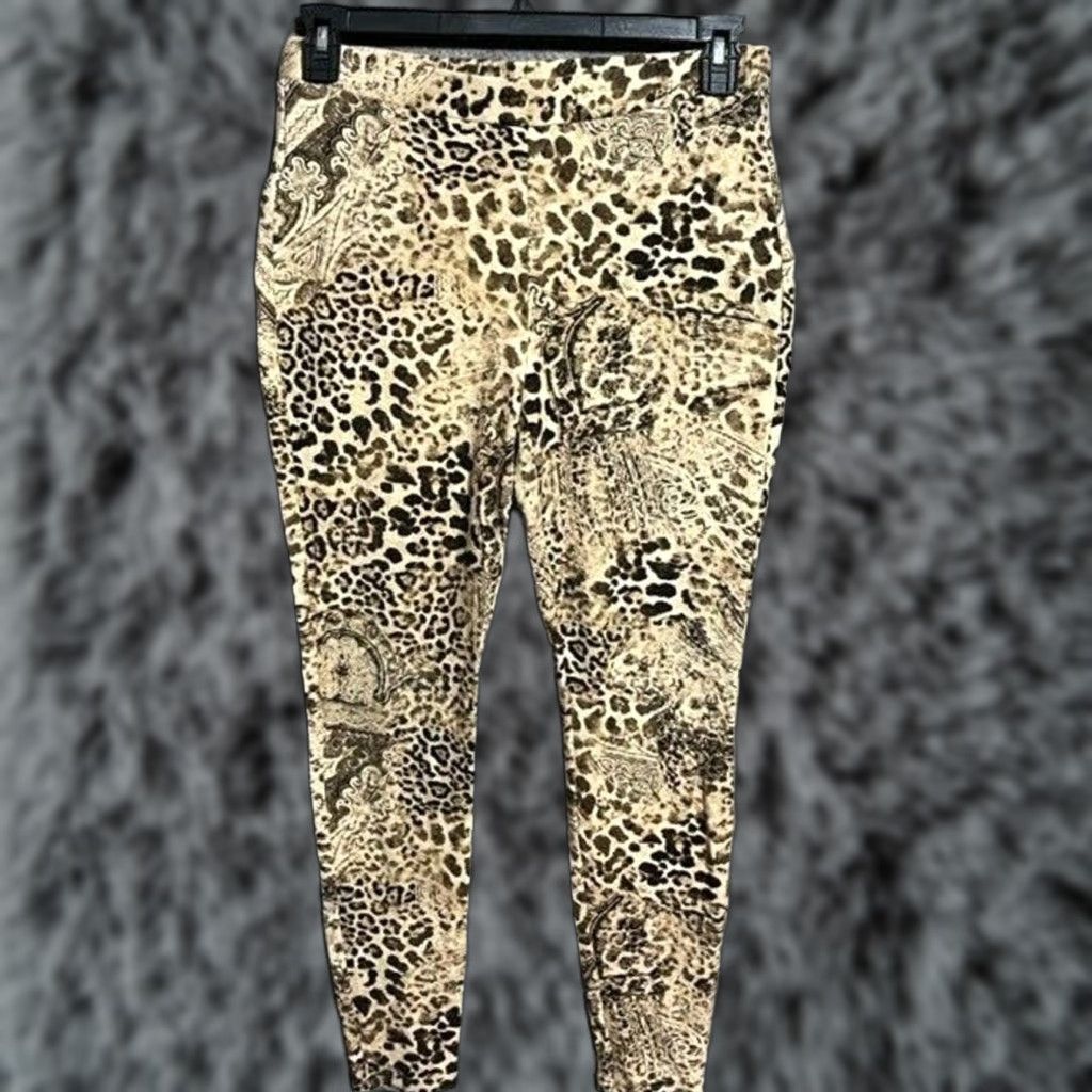 Vintage VINTAGE Chico's Leggings 1 Leopard Print Paisley Statement Edgy Boho Glam Retro 90s Y2K Size 25" / US 0 / IT 36 - 1 Thumbnail