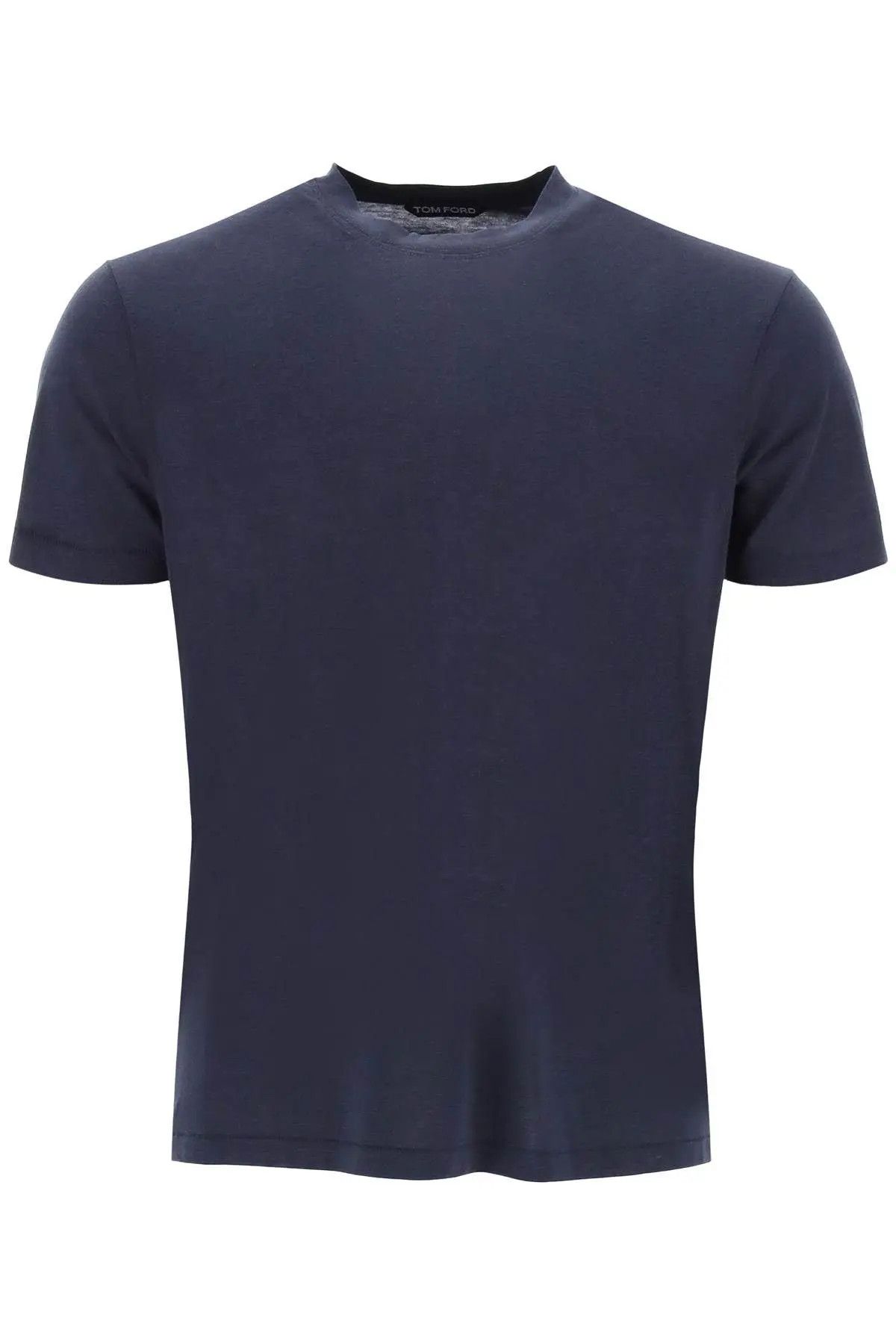 image of Tom Ford O1S22I1N0124 Cottono And Lyocell T-Shirt In Blue, Men's (Size Large)