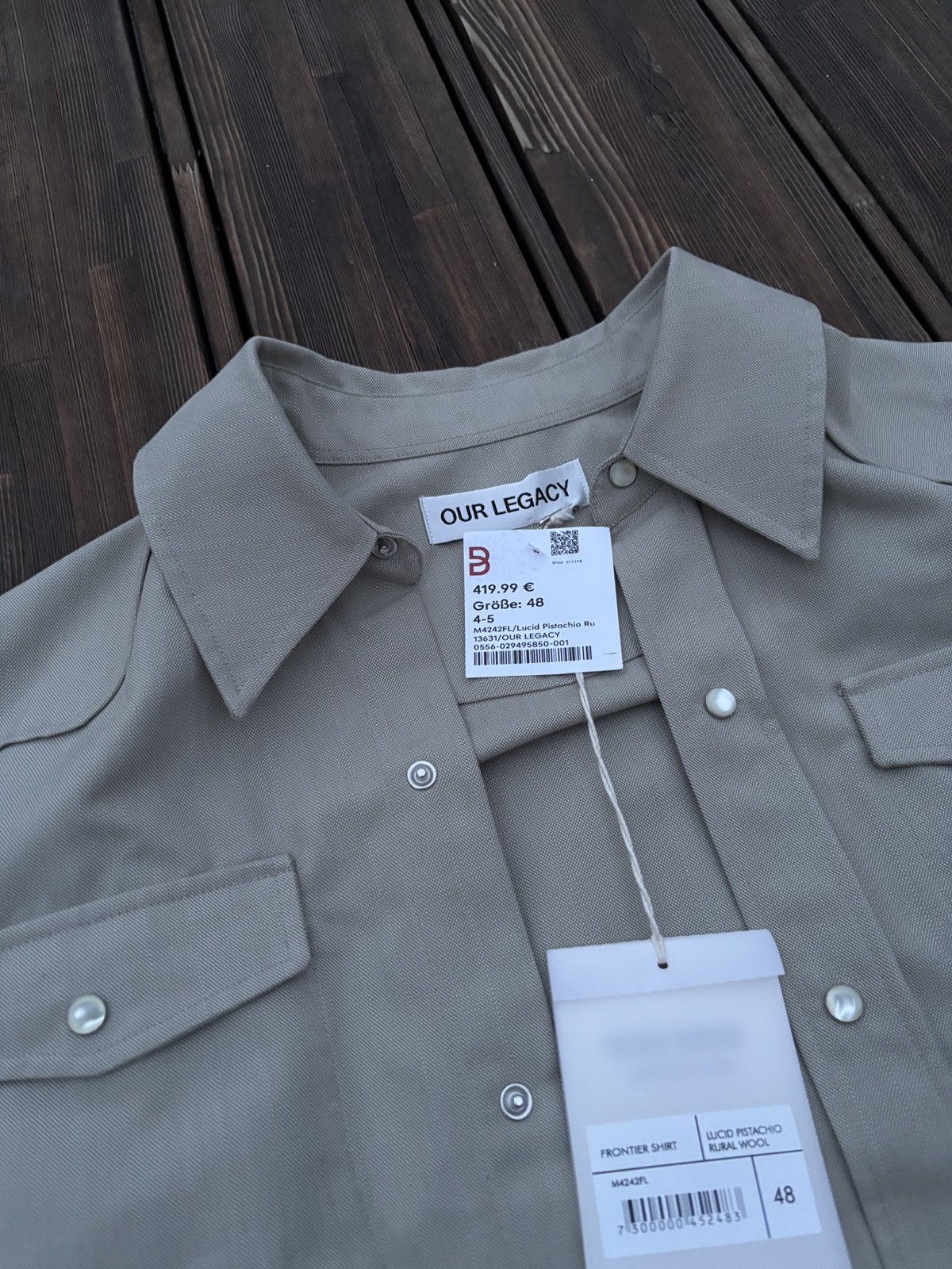 Our Legacy Our Legacy Frontier Shirt Lucid Pistachio Rural Wool Size US M / EU 48-50 / 2 - 7 Thumbnail