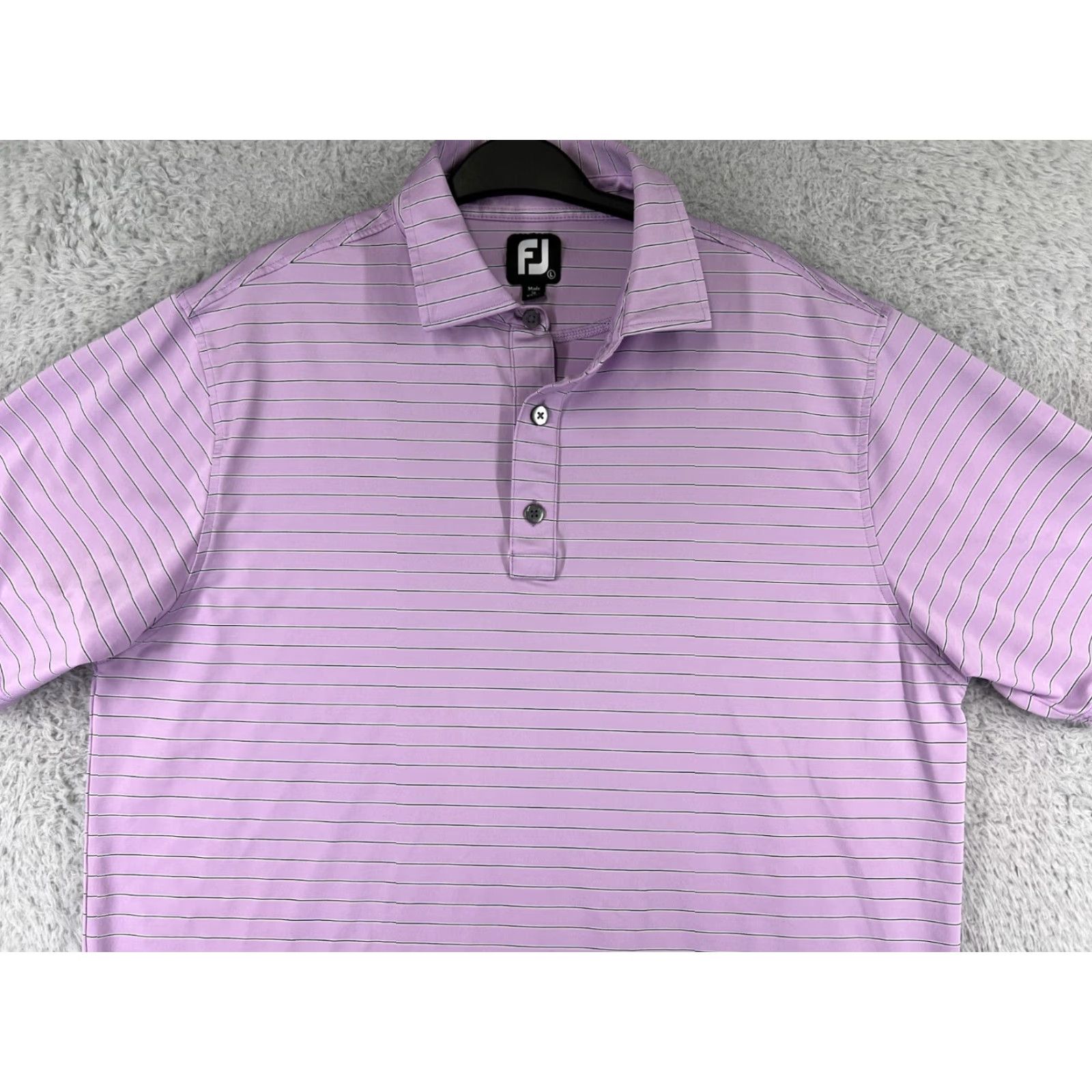 Footjoy FootJoy Polo Shirt Mens Large Purple Black Stripe Golf Lightweight Poly Shirt Size US L / EU 52-54 / 3 - 6 Thumbnail