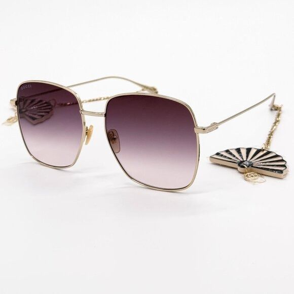 Gucci NEW GUCCI SUNGLASSES GG1031S 010 GOLD/BROWN WOMEN EYEWEAR Size ONE SIZE - 1 Thumbnail