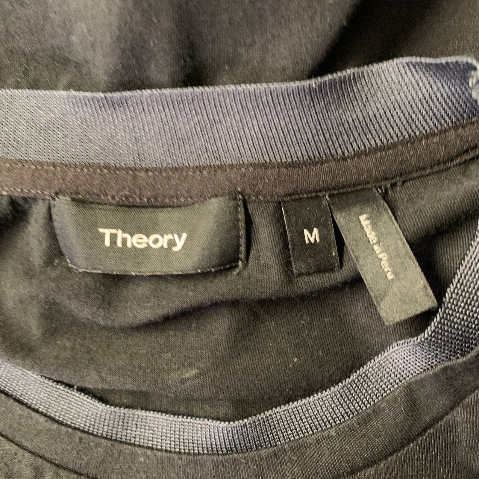 Theory THEORY Size M Black Navy Cotton Mock-Layer T-shirt Size US M / EU 48-50 / 2 - 5 Thumbnail