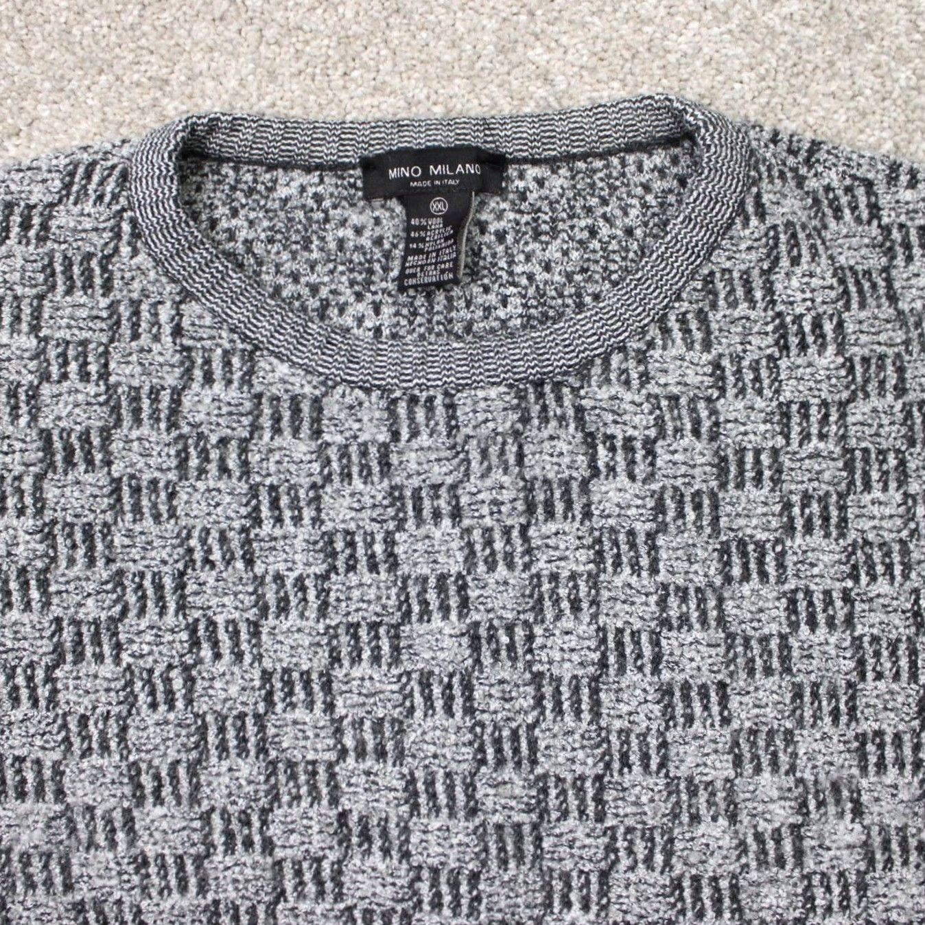 Vintage VINTAGE Mino Milano Sweater Mens 2XL Gray Wool/Acrylic/Nylon Crew Neck Pullover Knit Geometric 90s Italian Mens Size US XXL / EU 58 / 5 - 6 Thumbnail