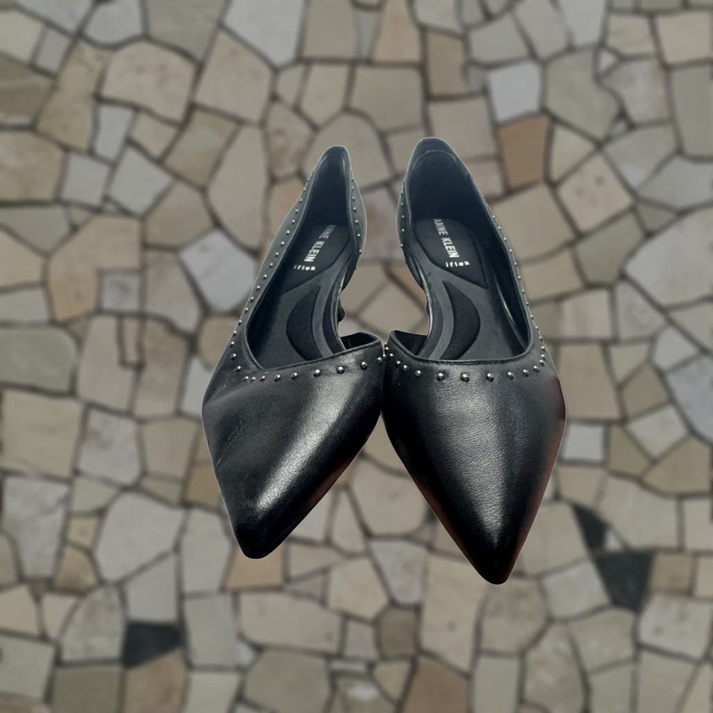 Anne Klein Anne Klein Iflex Black Studded Pointed-Toe Mule Heel Size 11M #9808 Size US 11 / IT 41 - 1 Thumbnail