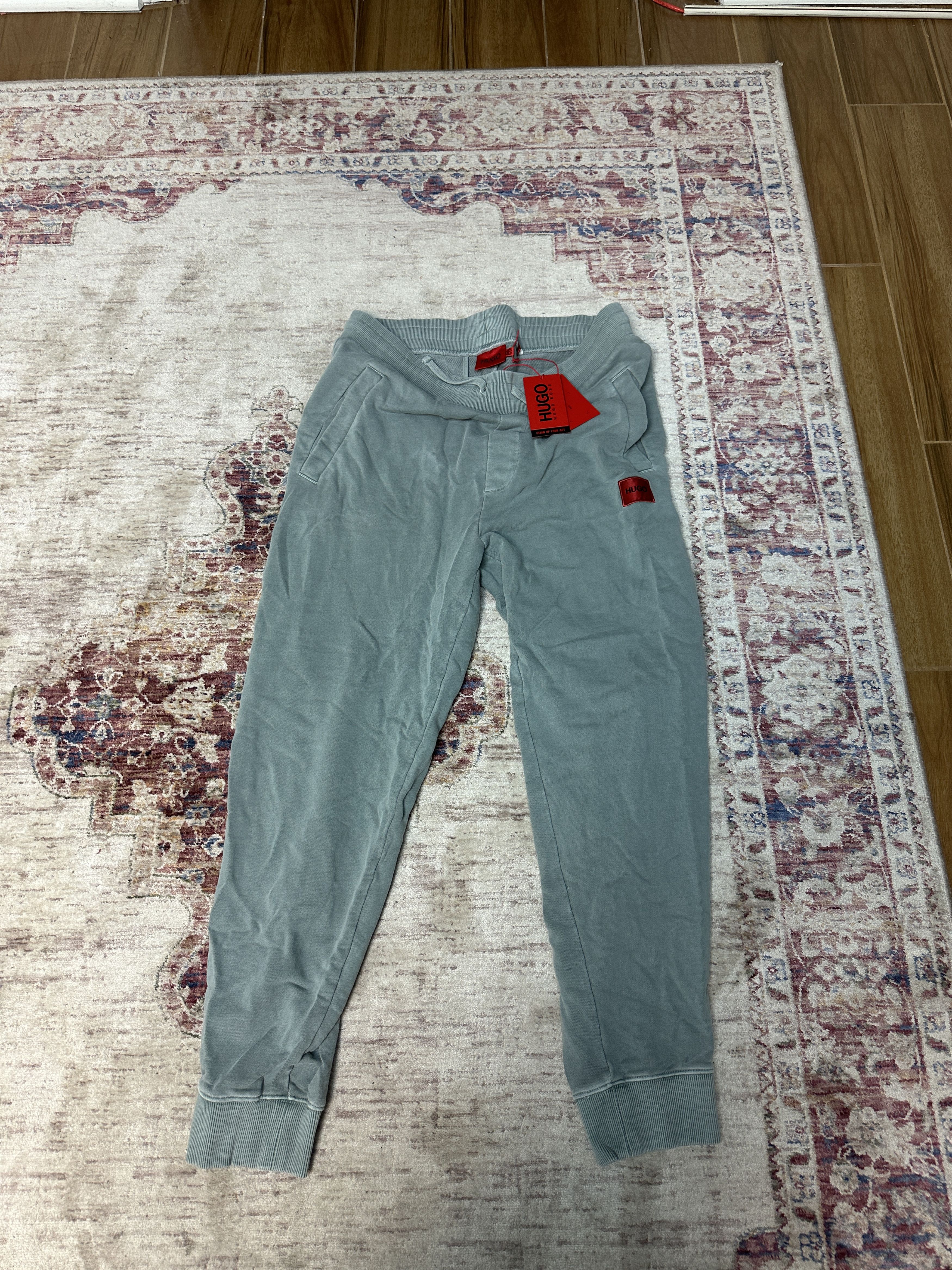 Hugo HUGO Men's Doak D Solid Drawstring Light Green Joggers Size US 42 / EU 58 - 1 Thumbnail