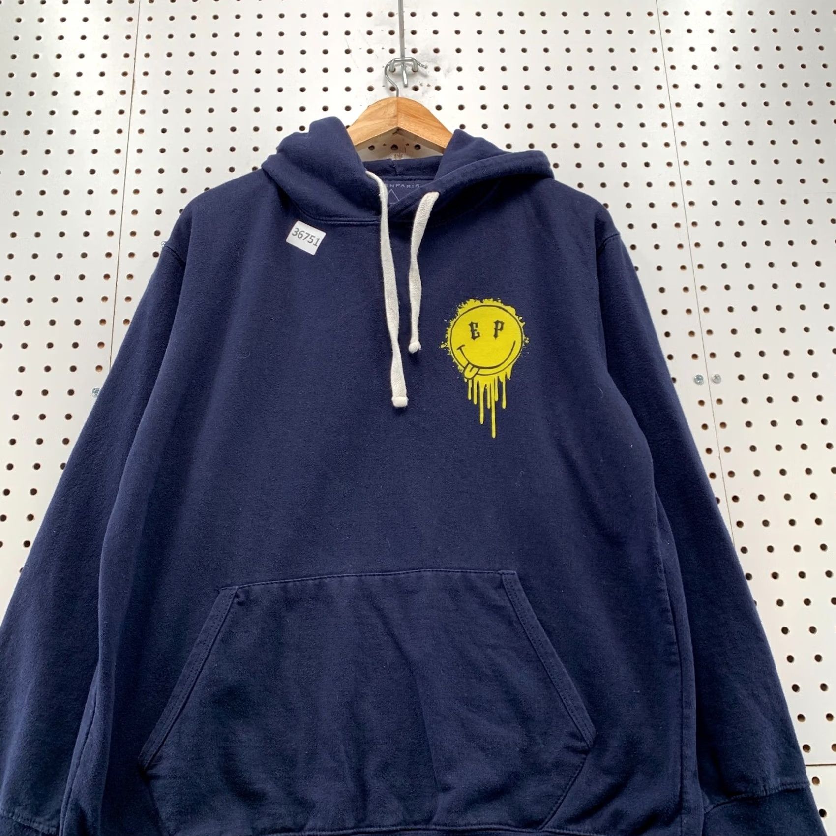 Eleven Paris Eleven Paris Smiley Face Hoodie Sweatshirt Mens Large Blue Yellow 22x27 Size US L / EU 52-54 / 3 - 5 Thumbnail