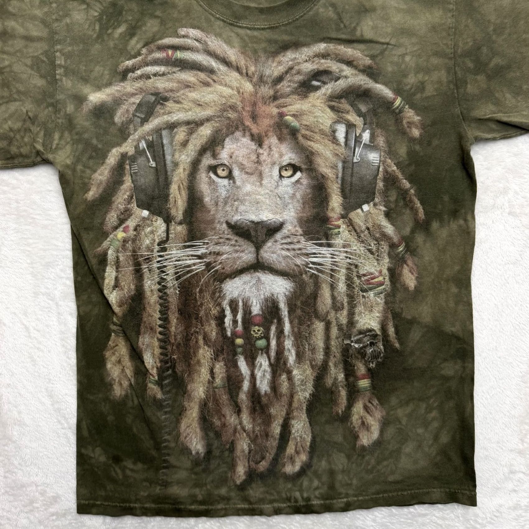 Vintage Rainforest Cafe Shirt Mens Medium Green Tie Dye Lion Rasta Graphic Tee Size US M / EU 48-50 / 2 - 2 Thumbnail