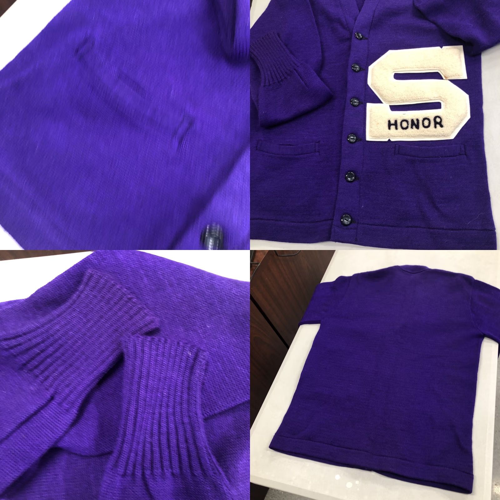 Vintage VINTAGE Letterman Sweater Wool 1940s Purple With White Letter Jersild Sz Med Shirt Mens Size US M / EU 48-50 / 2 - 8 Thumbnail