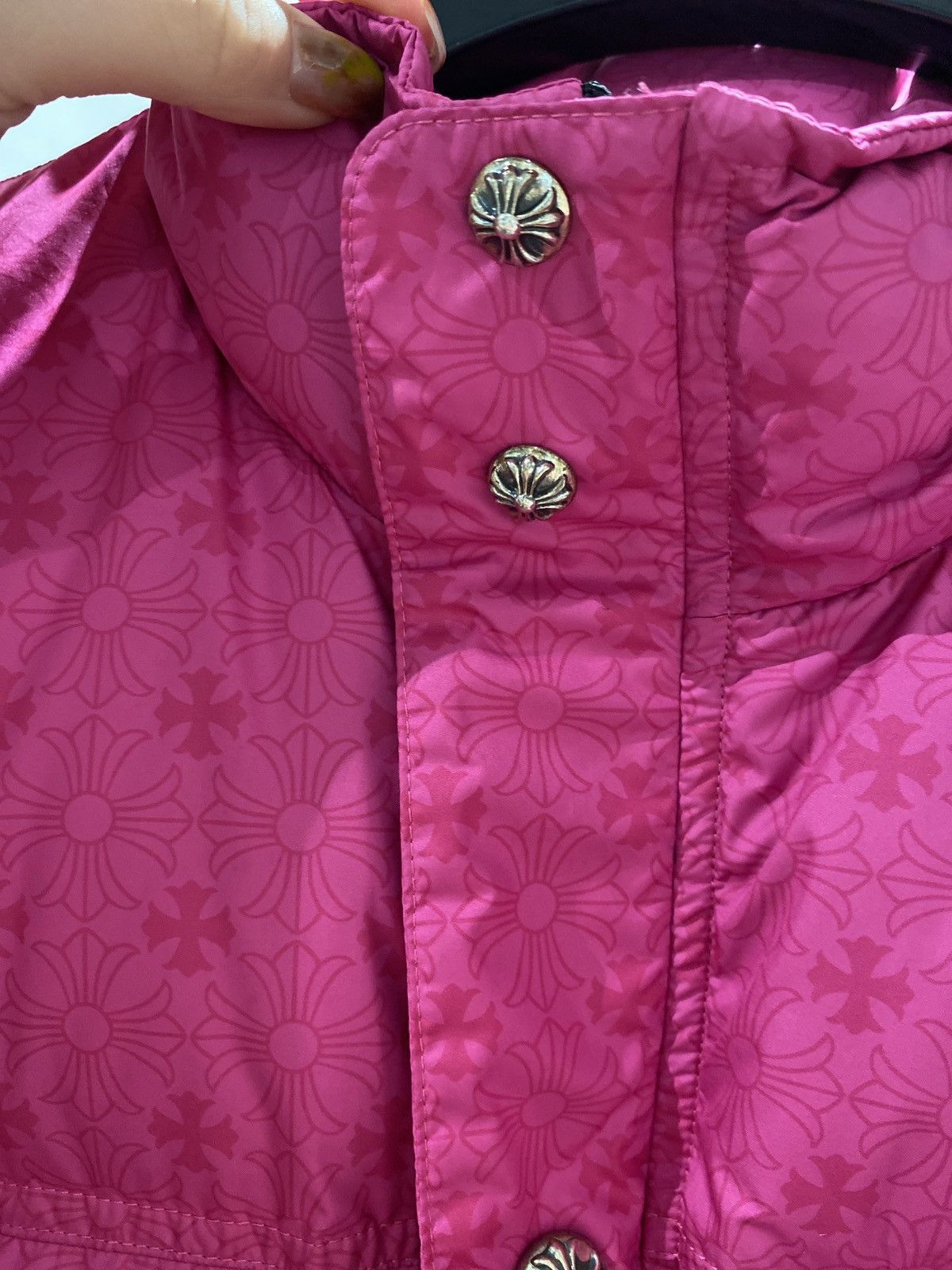 Chrome Hearts Monogram Cross Pattern Pink Puffer Jacket