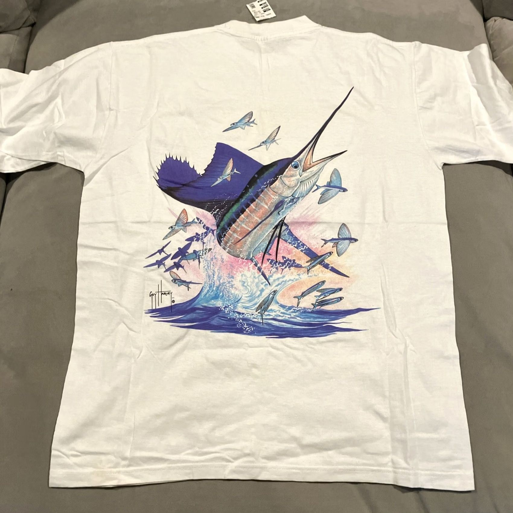 Vintage VINTAGE Sun Island T-Shirt Men L White Double-Sided Norwegian Sea x Guy Harvey Blue Marlin Graphic Print Crew Neck Short Sleeve Mens Size US L / EU 52-54 / 3 - 5 Thumbnail