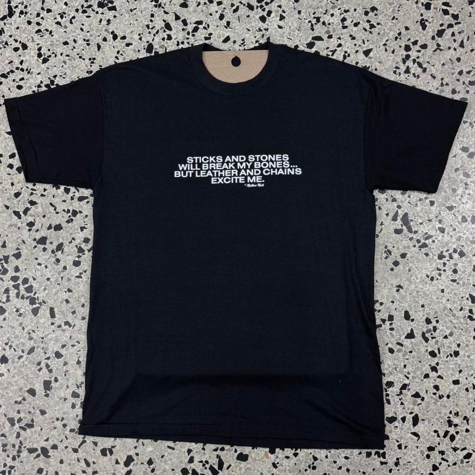 Unsound Rags × Vintage VINTAGE 90S STICKS AND STONES WILL BREAK MY BONES TEE: Size US XL / EU 56 / 4 - 2 Thumbnail