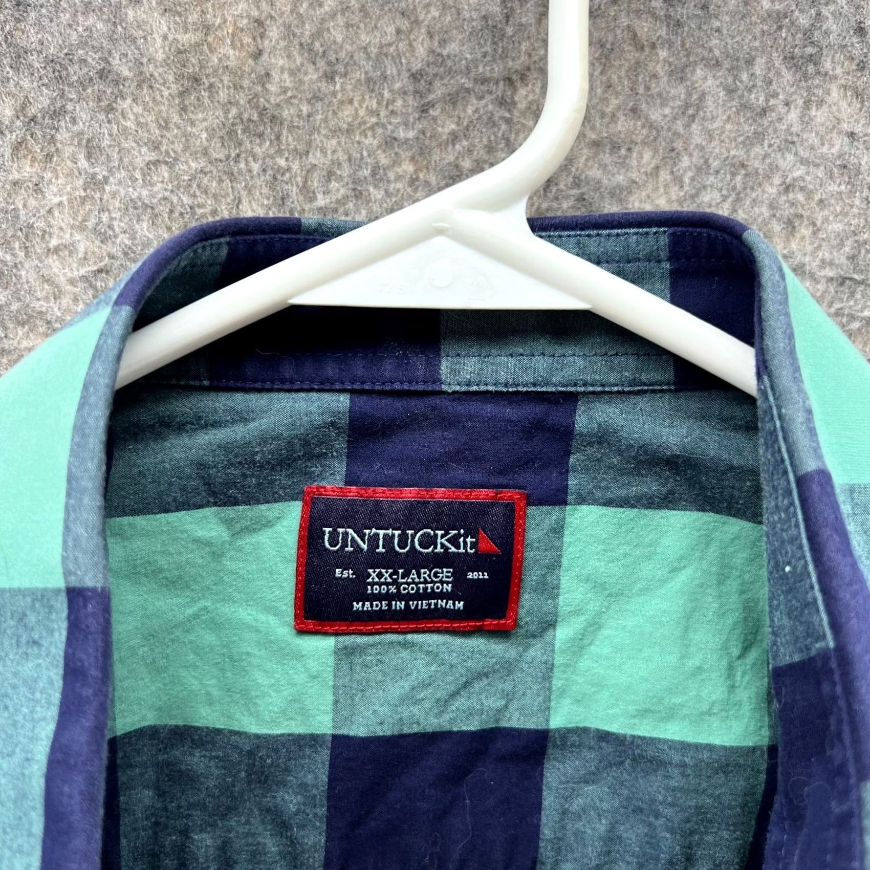UNTUCKit VINTAGE UNTUCKit Shirt Mens XXL Green Blue Button Down Buffalo Plaid Preppy Bonarda Size US XXL / EU 58 / 5 - 7 Thumbnail