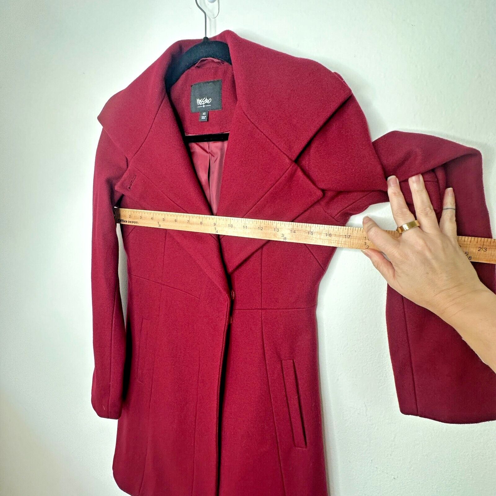 Mossimo Mossimo Red Wool Fitted Long Line Button Coat Welt Pocket XS Size XS / US 0-2 / IT 36-38 - 11 Thumbnail