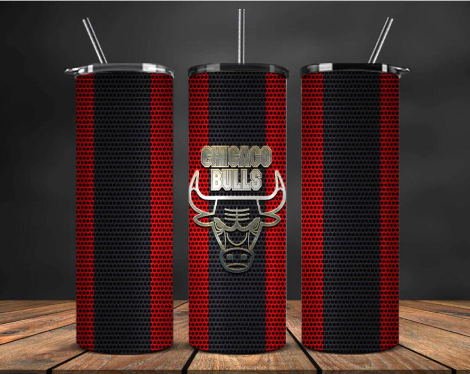 The Unbranded Brand 20 oz Chicago Bulls Stainless Steel Tumbler Carbon Fiber Size ONE SIZE - 1 Thumbnail