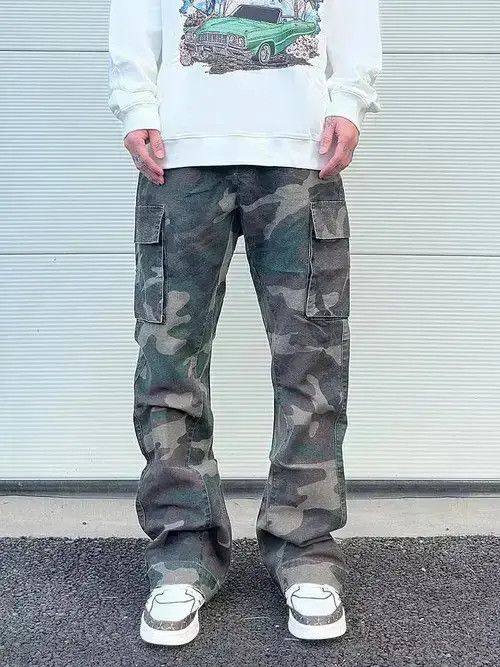 Jean camo cargo flare pants Size US 32 / EU 48 - 4 Thumbnail