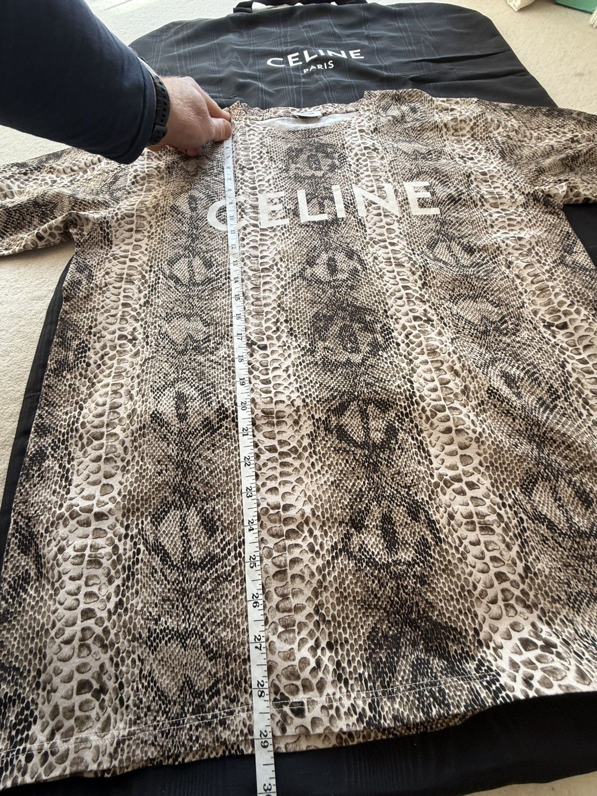 Celine Rare Celine snakeskin logo T shirt Hedi Slimane grail L BNWT Size US L / EU 52-54 / 3 - 7 Thumbnail