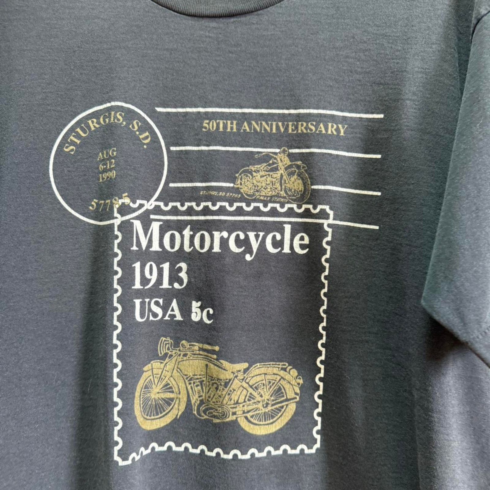 Harley Davidson × Vintage Vintage 90s Motorcycle USPS Stamp Harley T-Shirt Size US XL / EU 56 / 4 - 3 Thumbnail