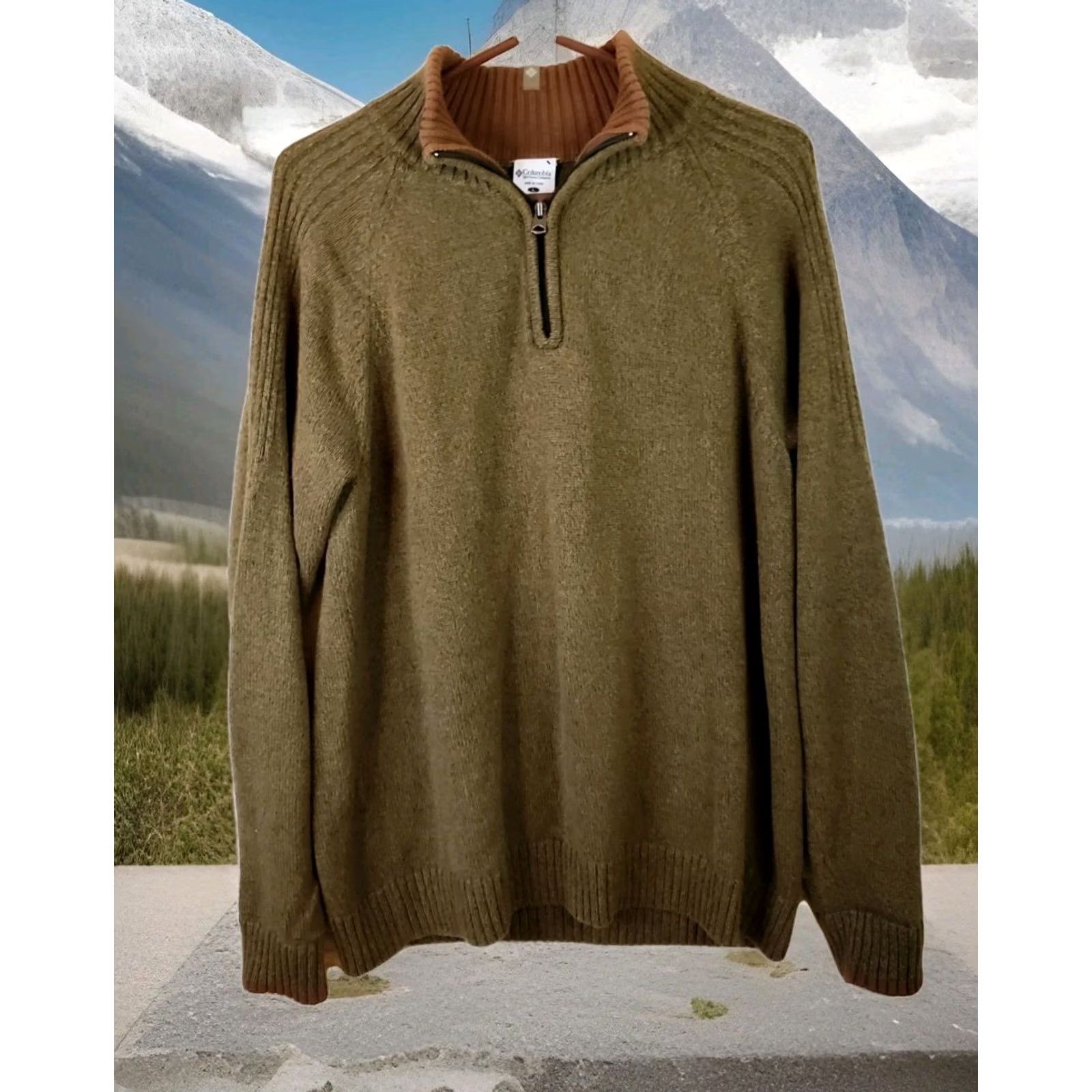 Olive Columbia Mens Size L Olive Green 1/4 Zip Pullover Sweater Knit Outdoors Mens L Olive Green Pullover Sweater Knit Outdoorsman 90s Retro Outdoor Size US L / EU 52-54 / 3 - 2 Thumbnail