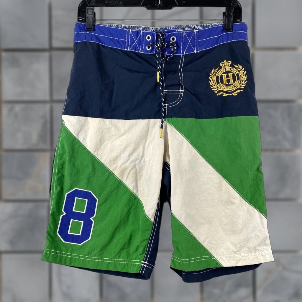Tommy Hilfiger Tommy Hilfiger Board Shorts Mens Small S Multicolor Stretch Waist Lined Surf Colorblock Beach Swim Bottoms Mens Size US 29 - 1 Thumbnail