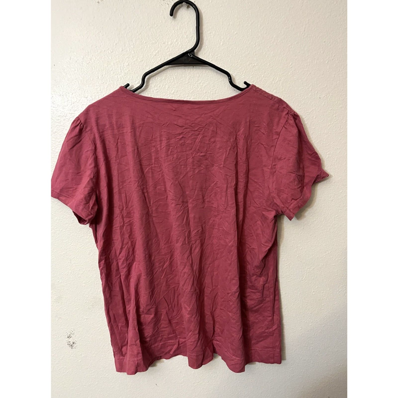 Van Heusen Van Heusen Women's Large Pink Cotton Short Sleeve Henley Blouse Size L / US 10 / IT 46 - 3 Thumbnail
