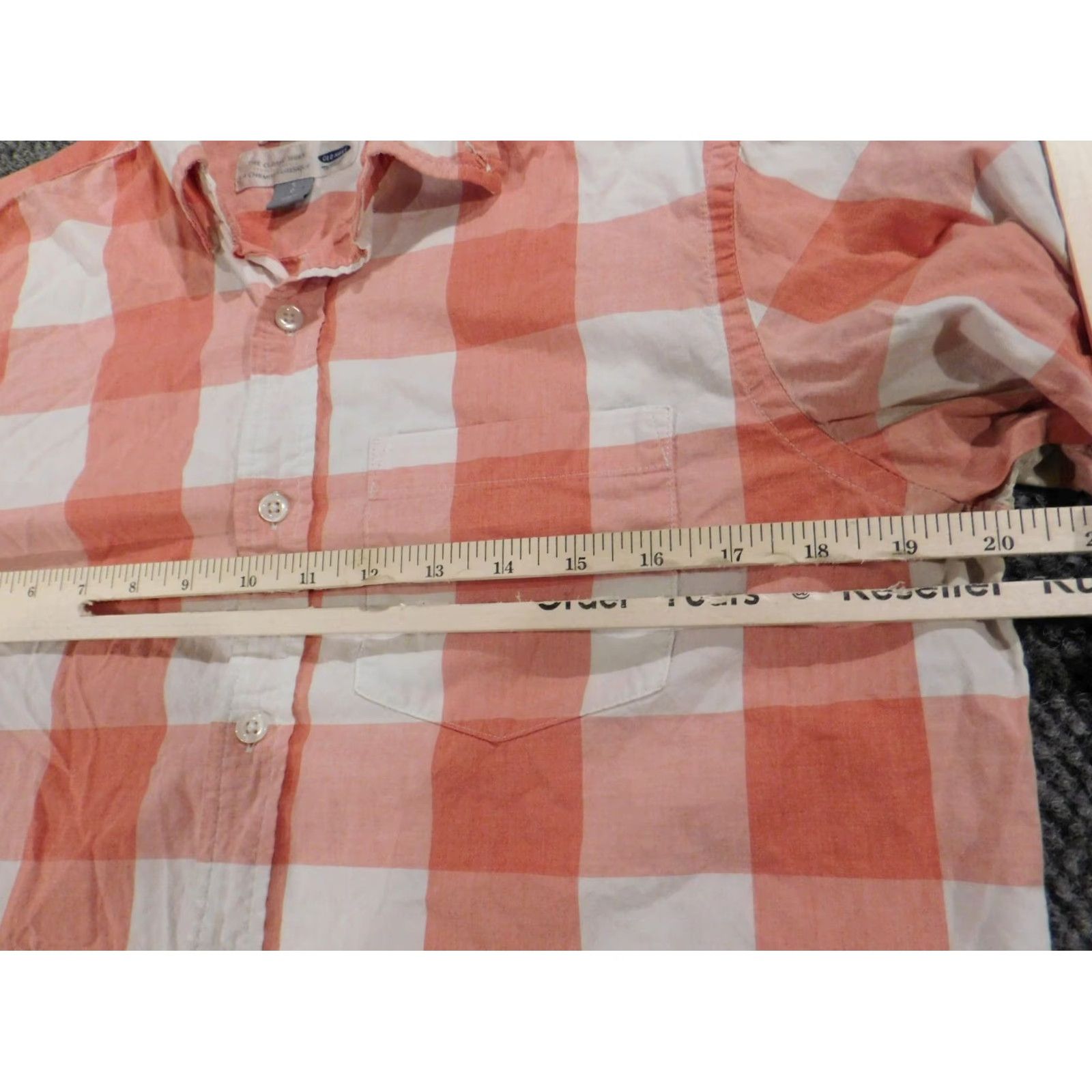 Old Navy Old Navy Shirt Small Plaid Button-Down Slim Orange Short Sleeve Mens Size US S / EU 44-46 / 1 - 5 Thumbnail