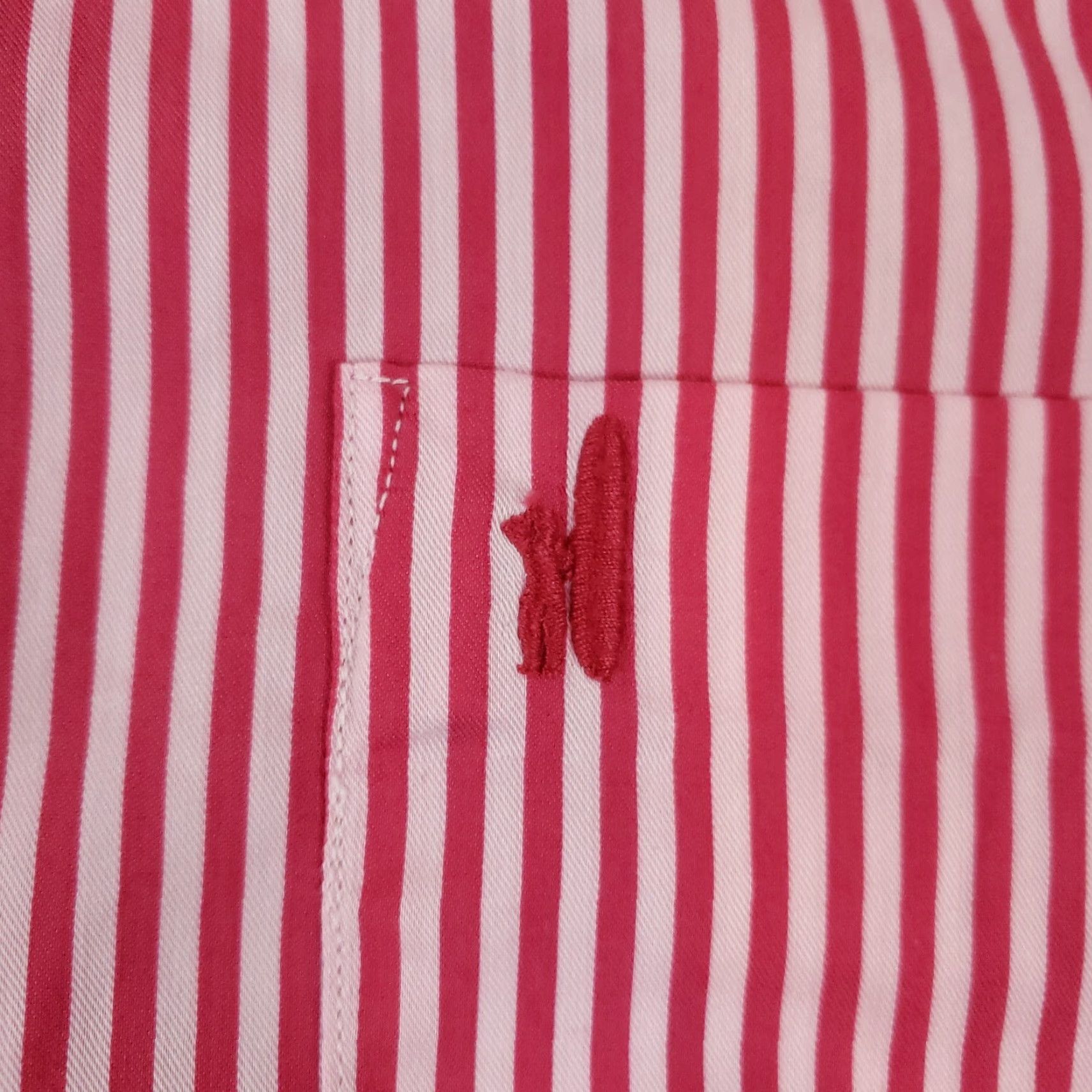johnnie-O Johnnie-O Men's Medium Red and White Striped Long Sleeve Button Up Shirt Stretch Size US M / EU 48-50 / 2 - 6 Thumbnail