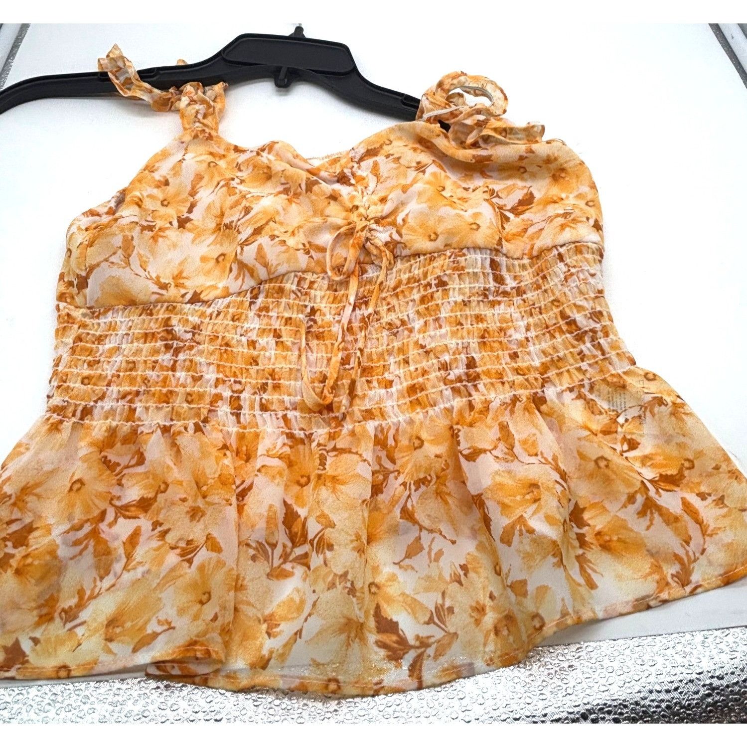 Other Lush Floral Tie Front Tank Top Gold Brown, Sz. M Size M / US 6-8 / IT 42-44 - 10 Thumbnail