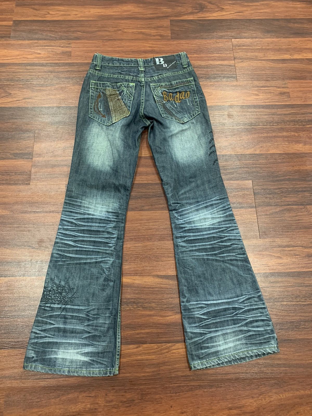 If Six Was Nine Ba Dao Embroidered Flared Jeans Pants ( unisex ) Size US 29 - 6 Thumbnail