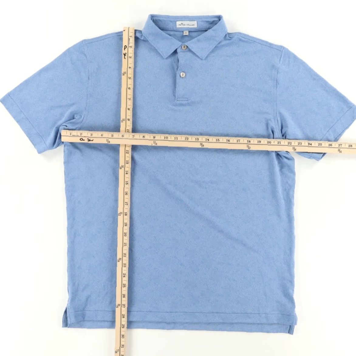 Peter Millar Peter Millar Crown Leaf Jacquard Stretch Solid Polo Shirt Blue Men's L Shirt Size US L / EU 52-54 / 3 - 3 Thumbnail