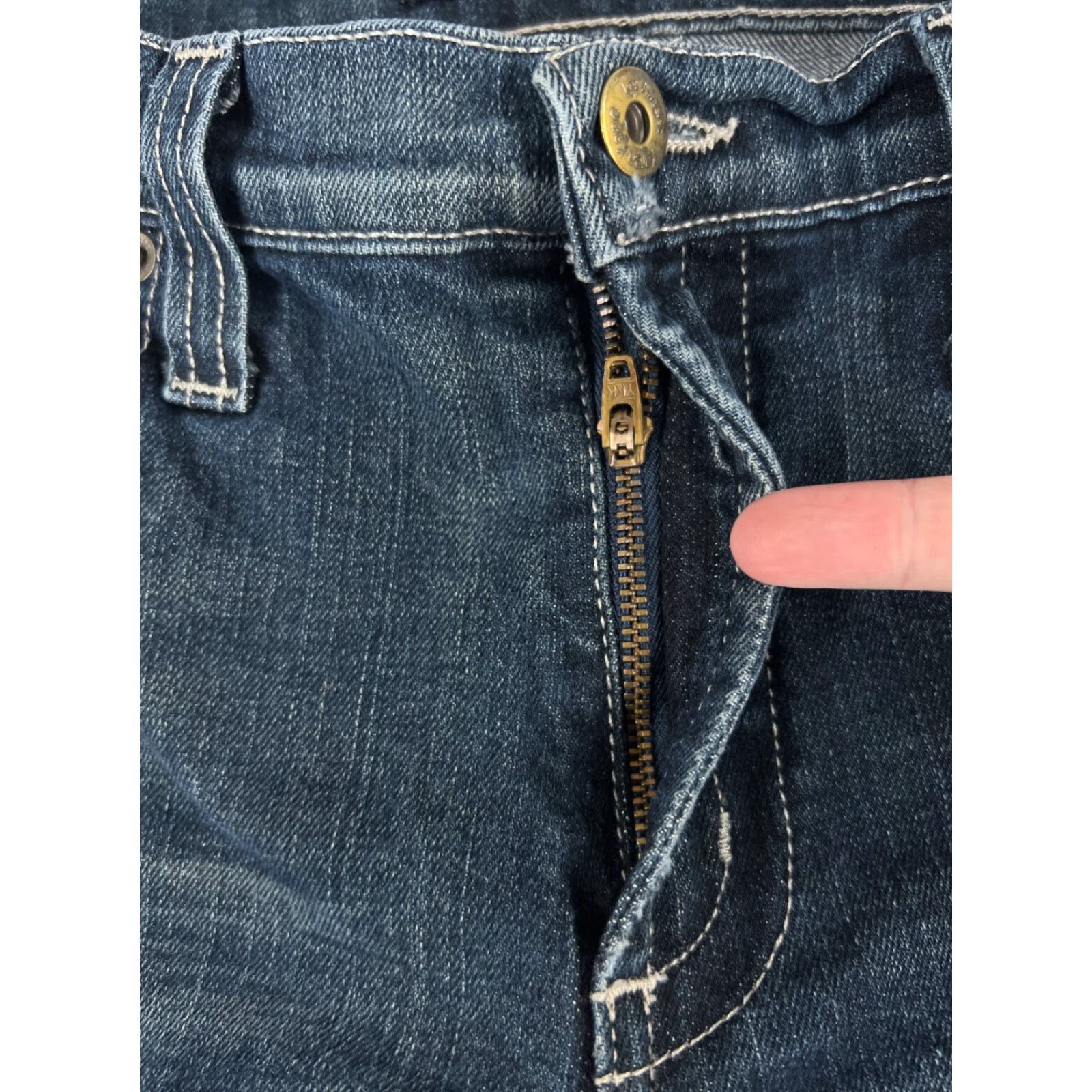 Vintage Karen Kane Jeans Womens 6 Blue Denim Flared Low Rise 27x30 Cotton Blend Size 28" / US 6 / IT 42 - 5 Thumbnail