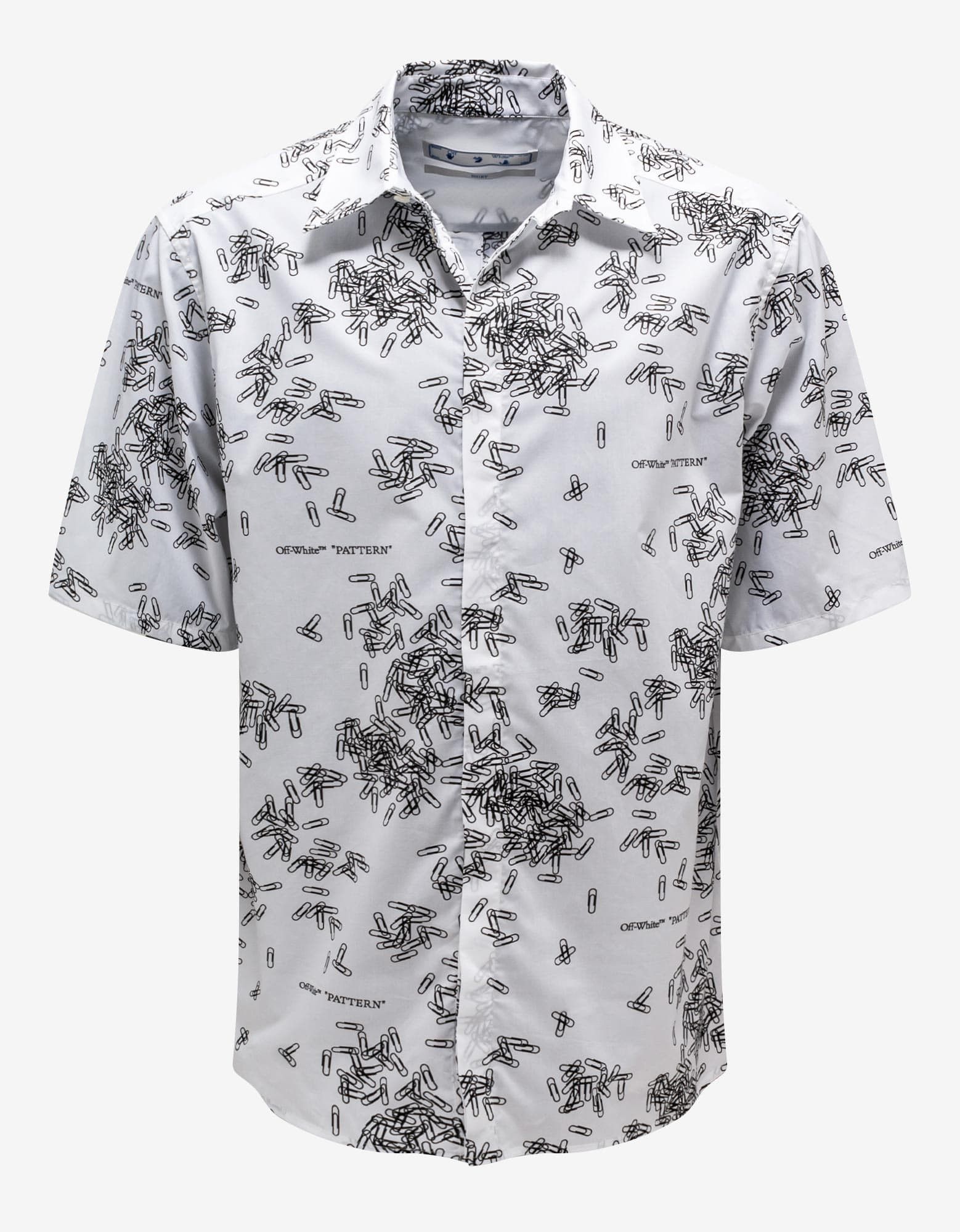 image of Off White White Paperclip Print Shirt, Men's (Size Small)