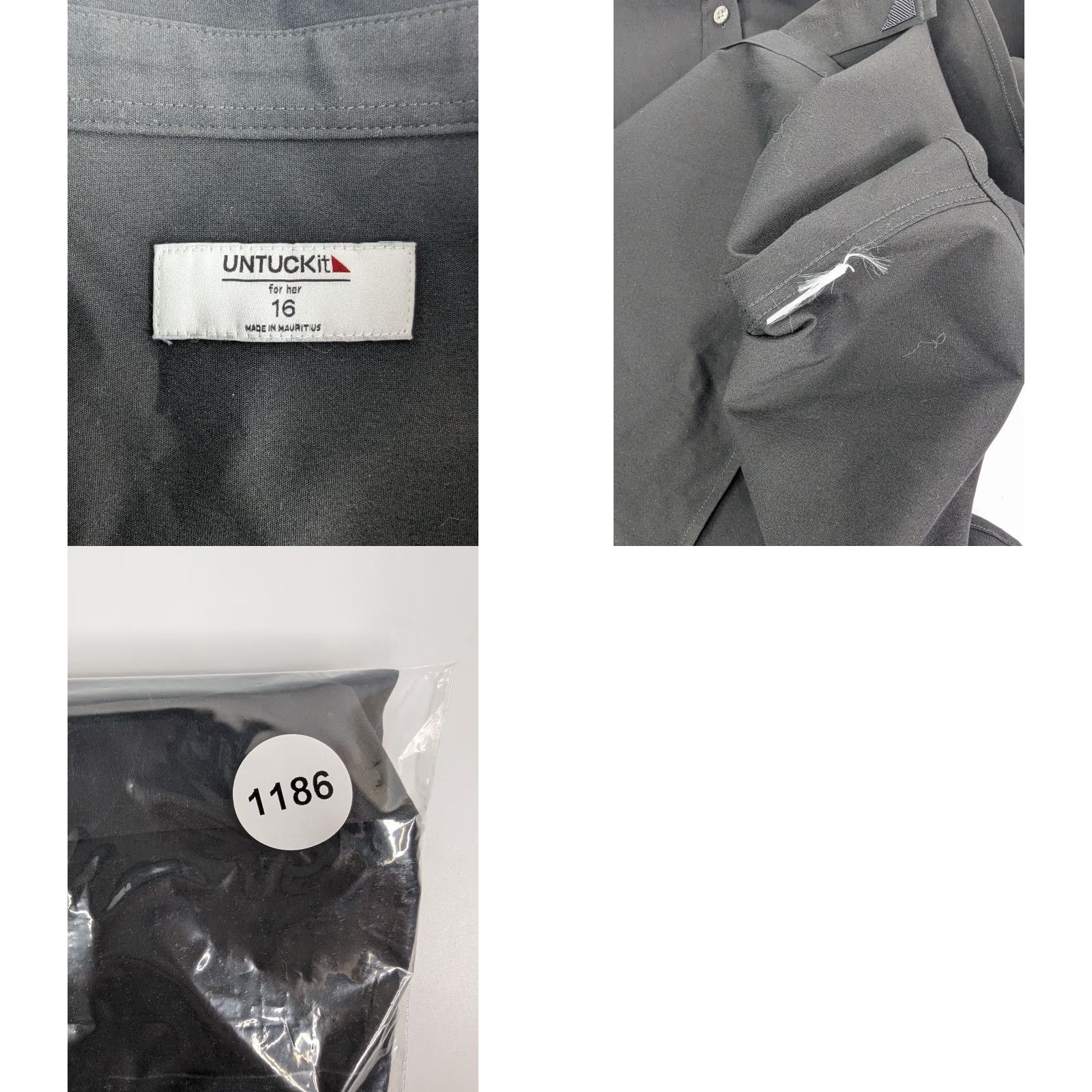UNTUCKit UNTUCKit Shirt Womens 16 Black Button Long Sleeve Solid Logo (Defect) Size XXL / US 16-18 / IT 52-54 - 9 Thumbnail