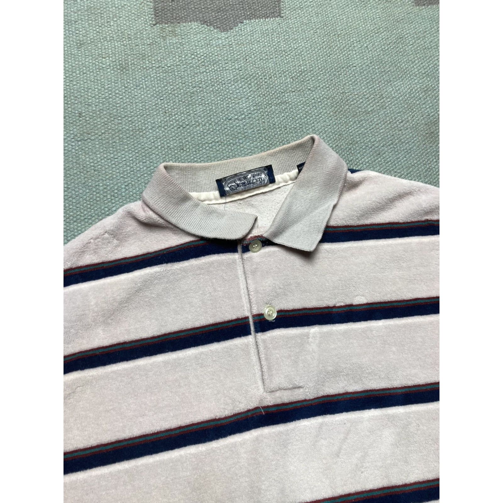 Vintage VINTAGE Polo Shirt Long Sleeve XL Velour Striped Adult 70s 80s Size US XL / EU 56 / 4 - 5 Thumbnail