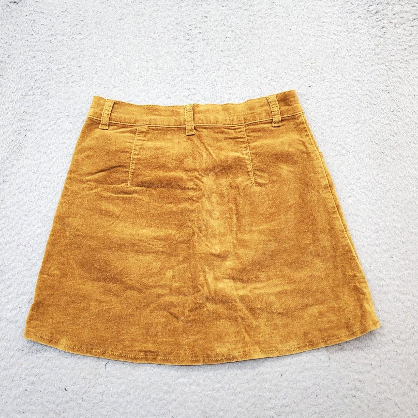 Brandy Melville Brandy Melville Mini Skirt Womens Size S Brown Denim Button Front Pockets Belt Loops Stretch Short Casual 90s Theme Womens Size 28" / US 6 / IT 42 - 2 Thumbnail