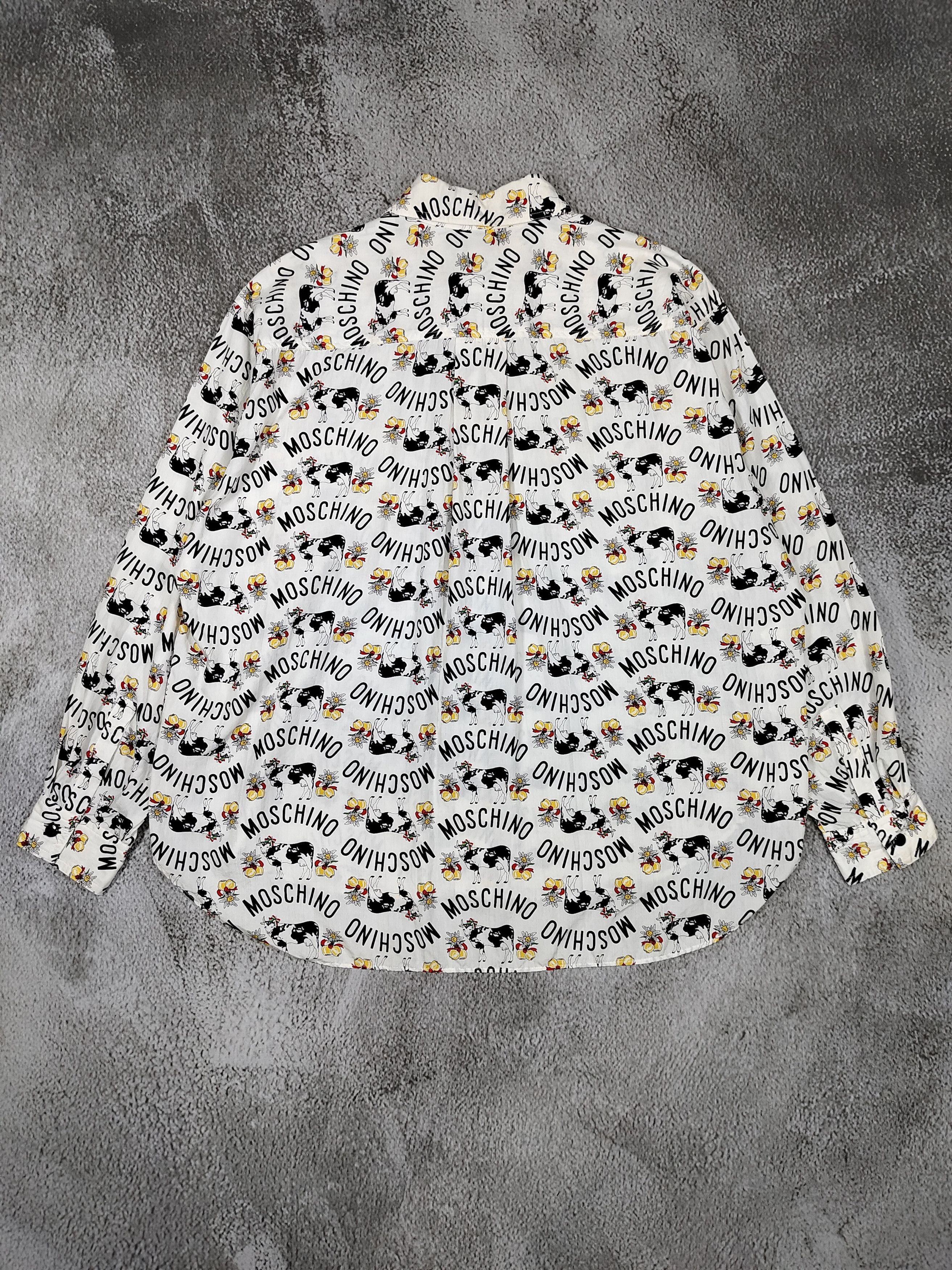 Moschino 90s Moschino- Rare AOP Typography Cow Farm Graphic Shirt Size L / US 10 / IT 46 - 5 Thumbnail