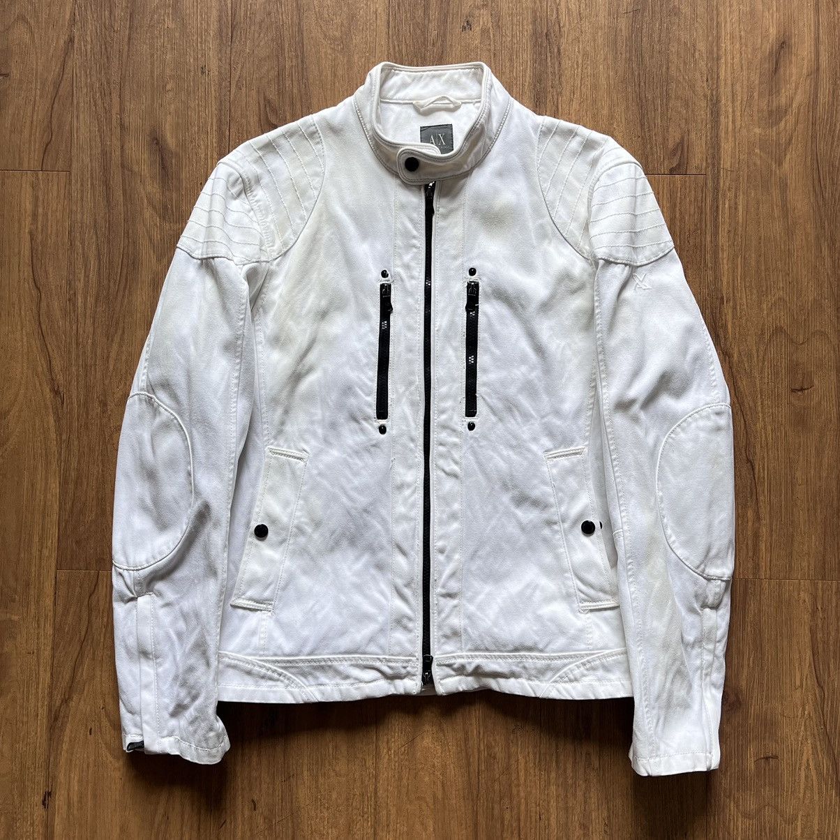 Armani Collezioni × Armani Exchange × Vintage Armani Exhange Heavy Canvas Bikers Jacket Size US M / EU 48-50 / 2 - 1 Thumbnail