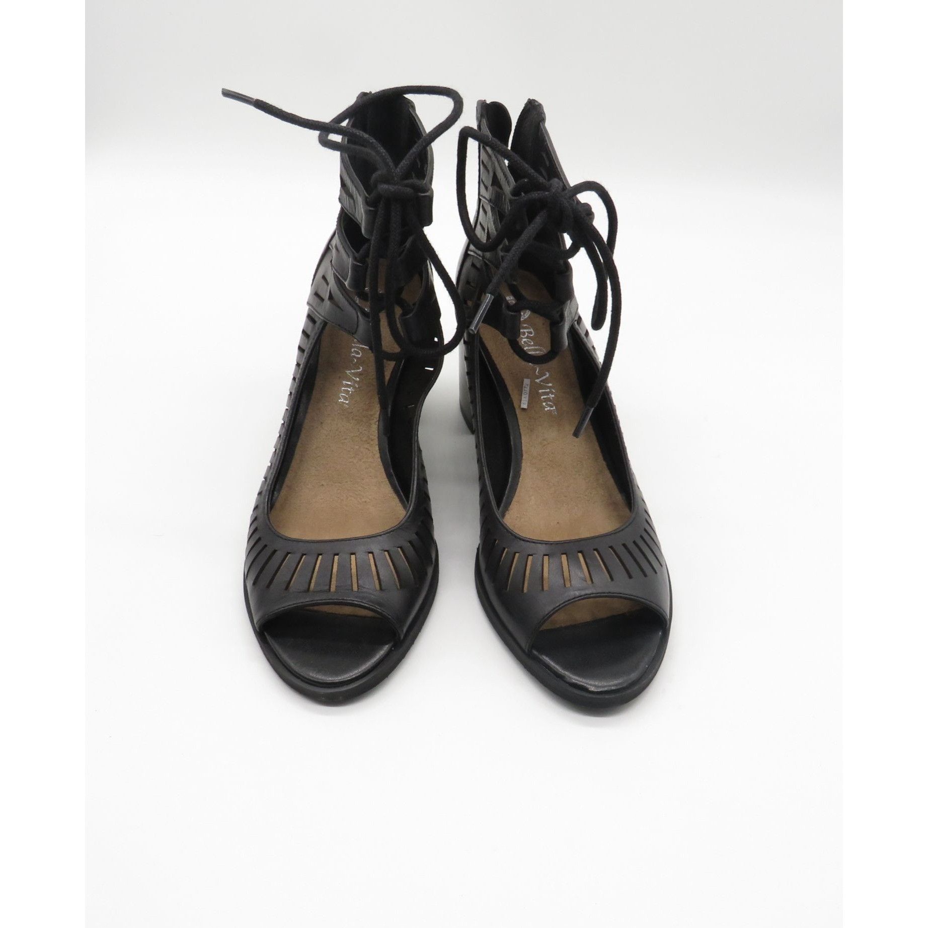 Other Bella Vita Keaton Black Leather Lace-Up Heeled Sandals Size Size US 6.5 / IT 36.5 - 2 Thumbnail