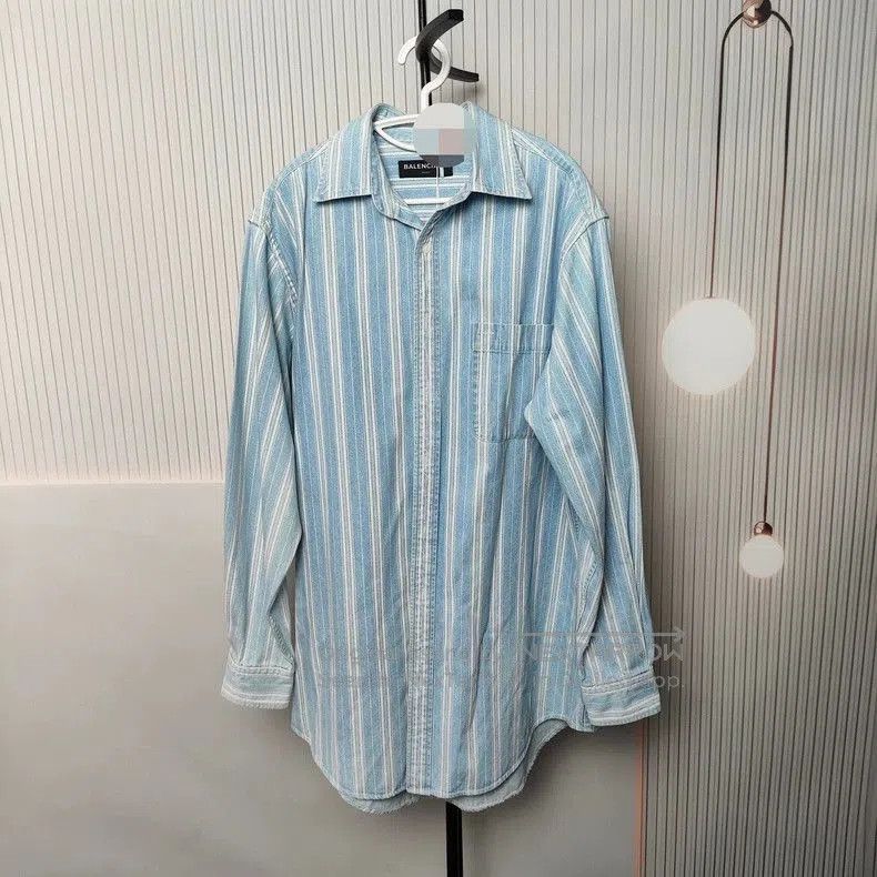 Balenciaga Balenciaga Leather Striped Shirt 37. Size US S / EU 44-46 / 1 - 1 Thumbnail
