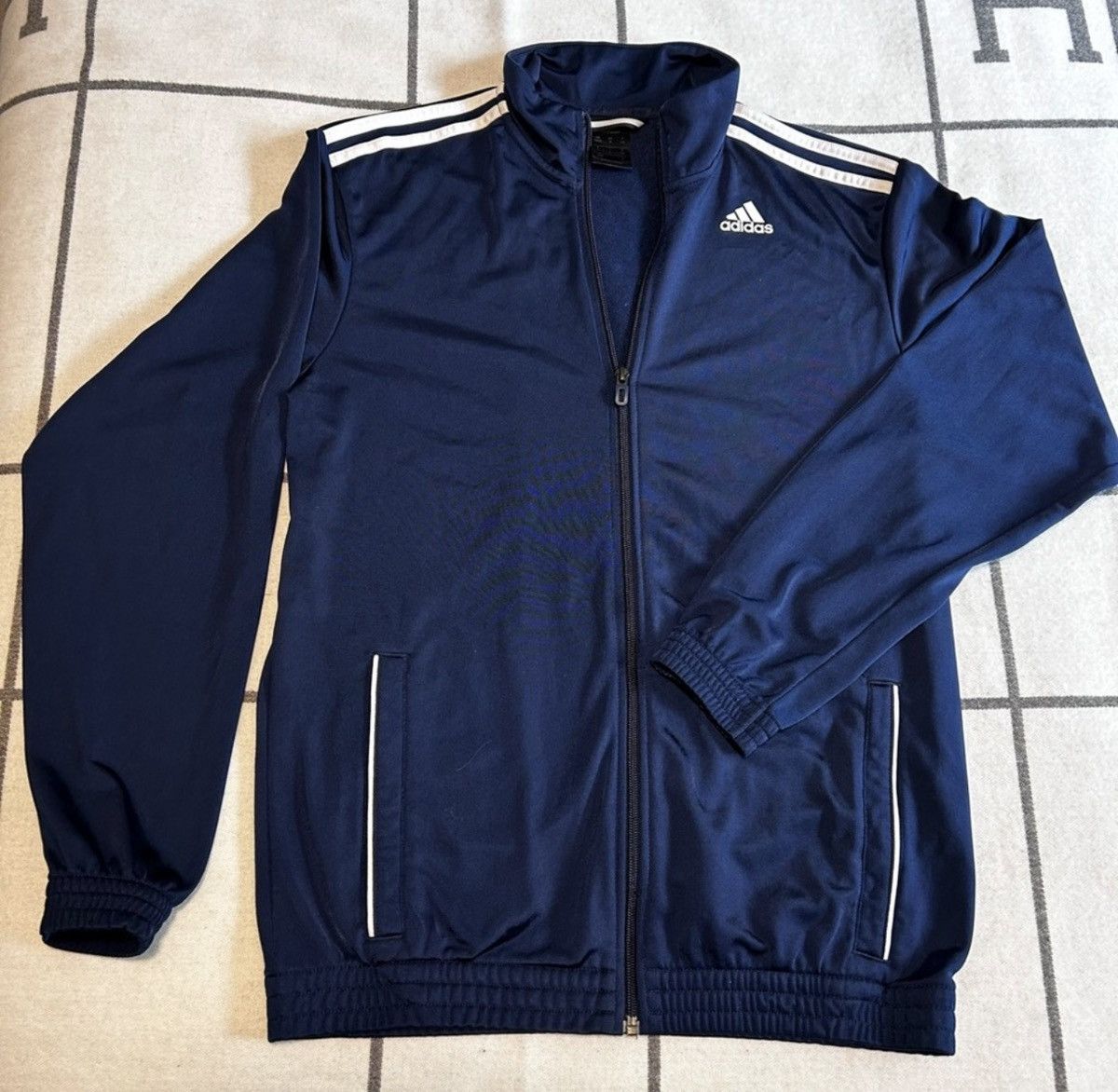Adidas Adidas Classic 3 Stripe Track Jacket Navy Blue Full Zip Y2K Size US M / EU 48-50 / 2 - 2 Thumbnail
