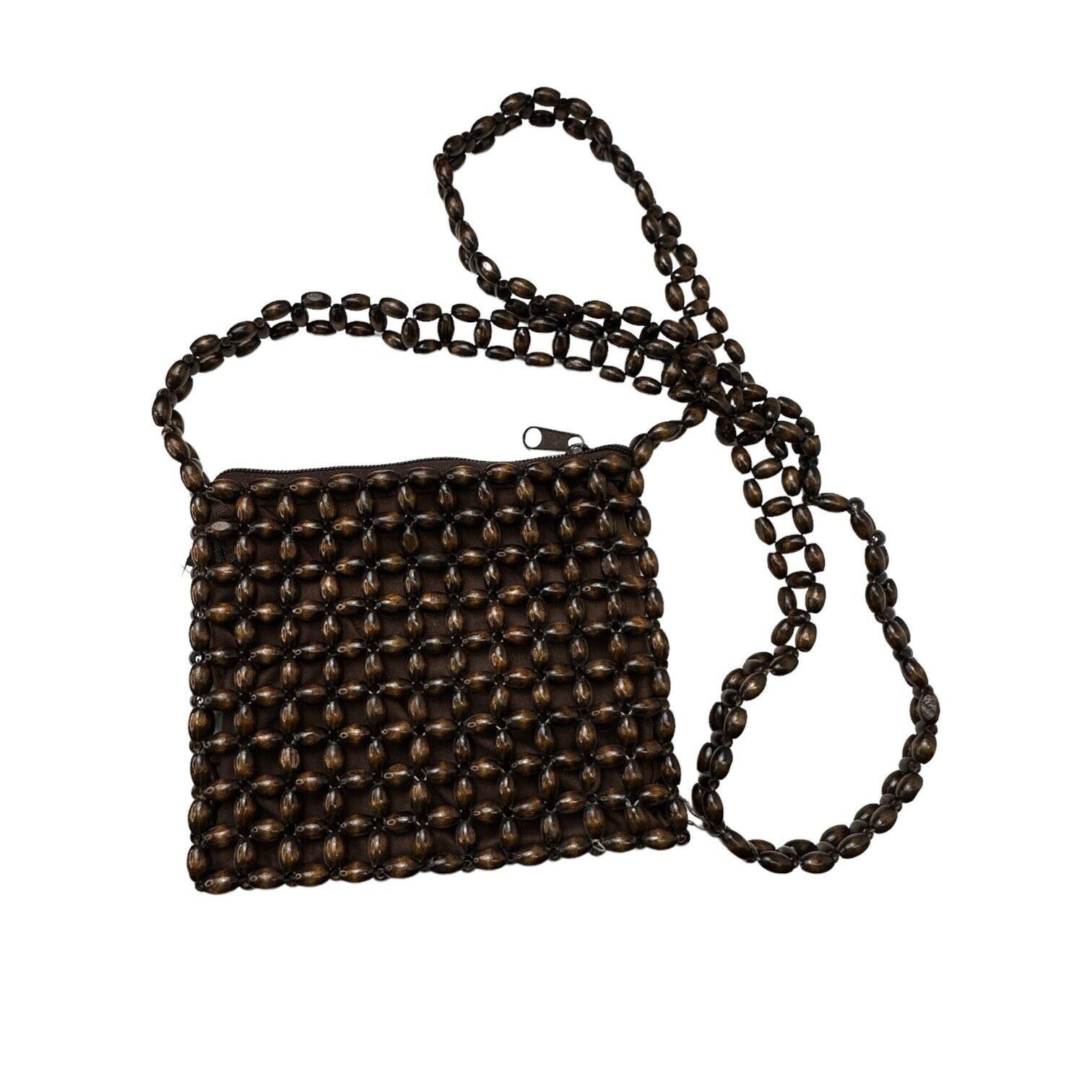 Designer Vintage Giannini Wooden Beaded Crossbody Bag With Zipper Clo Size ONE SIZE - 1 Thumbnail