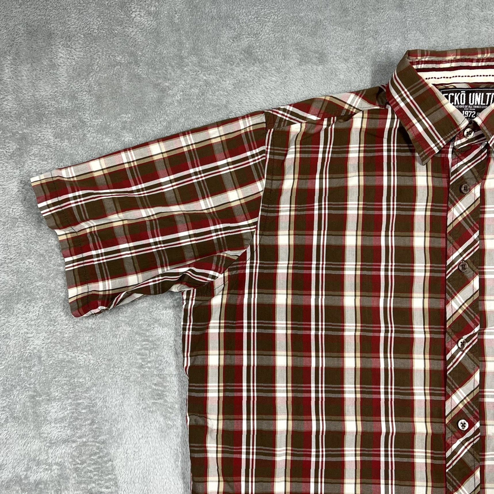 Ecko Unltd. Ecko Unltd. Mens Button-Up Shirt XL Brown Plaid Check - Minor Flaw Size US XL / EU 56 / 4 - 4 Thumbnail