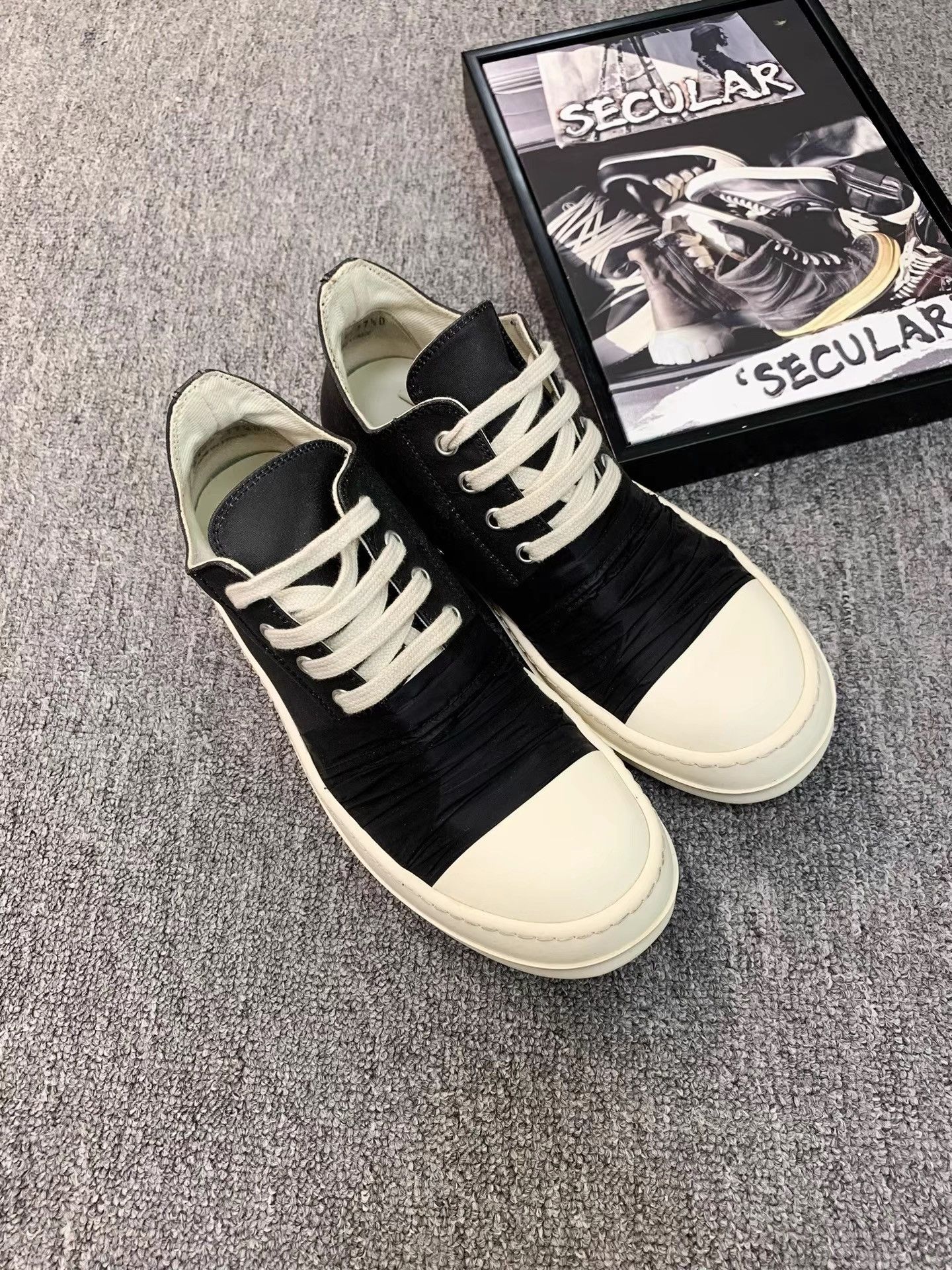 Rick Owens Rick Owens Black Strap High Top Sneakers K34 Size US 7.5 / IT 37.5 - 3 Thumbnail