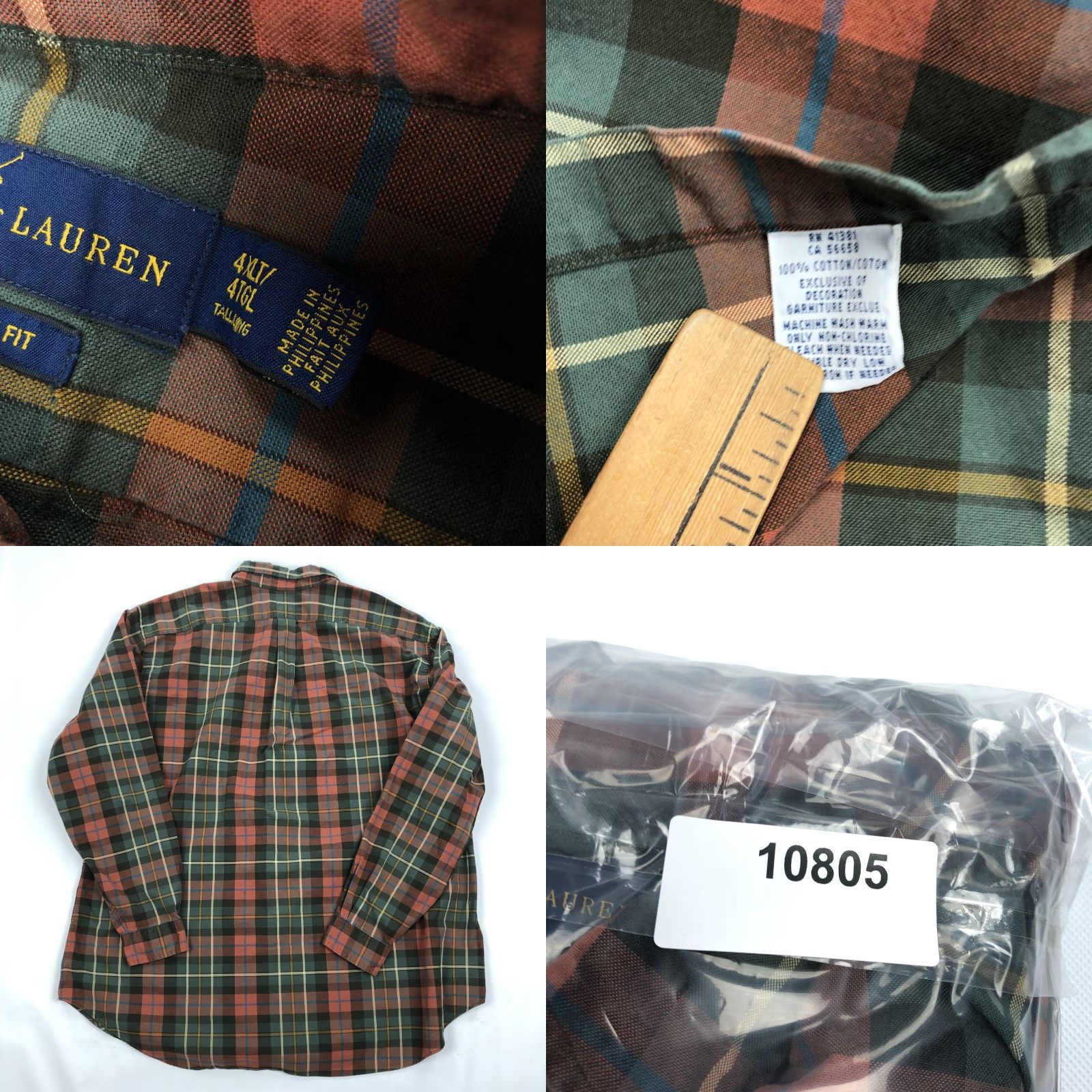 Ralph Lauren Ralph Lauren Men's 4XLT Custom Fit Plaid Button Up Shirt Long Sleeve Fall Size US XXL / EU 58 / 5 - 8 Thumbnail