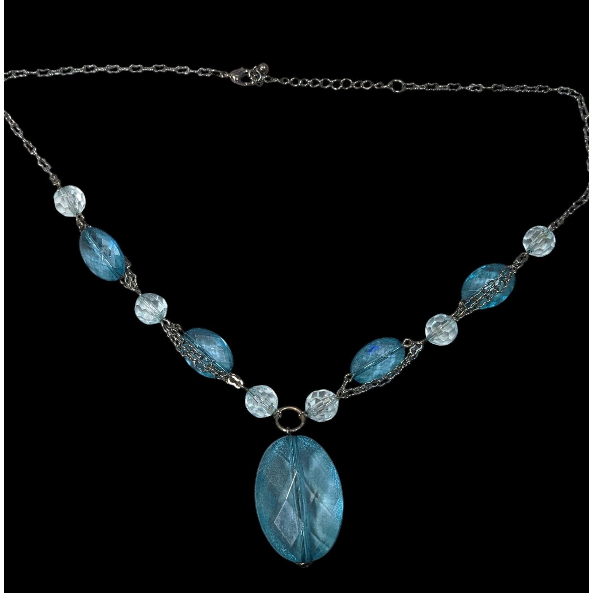 Other Translucent Blue Gemmed Beaded Pendant Necklace Size ONE SIZE - 3 Thumbnail