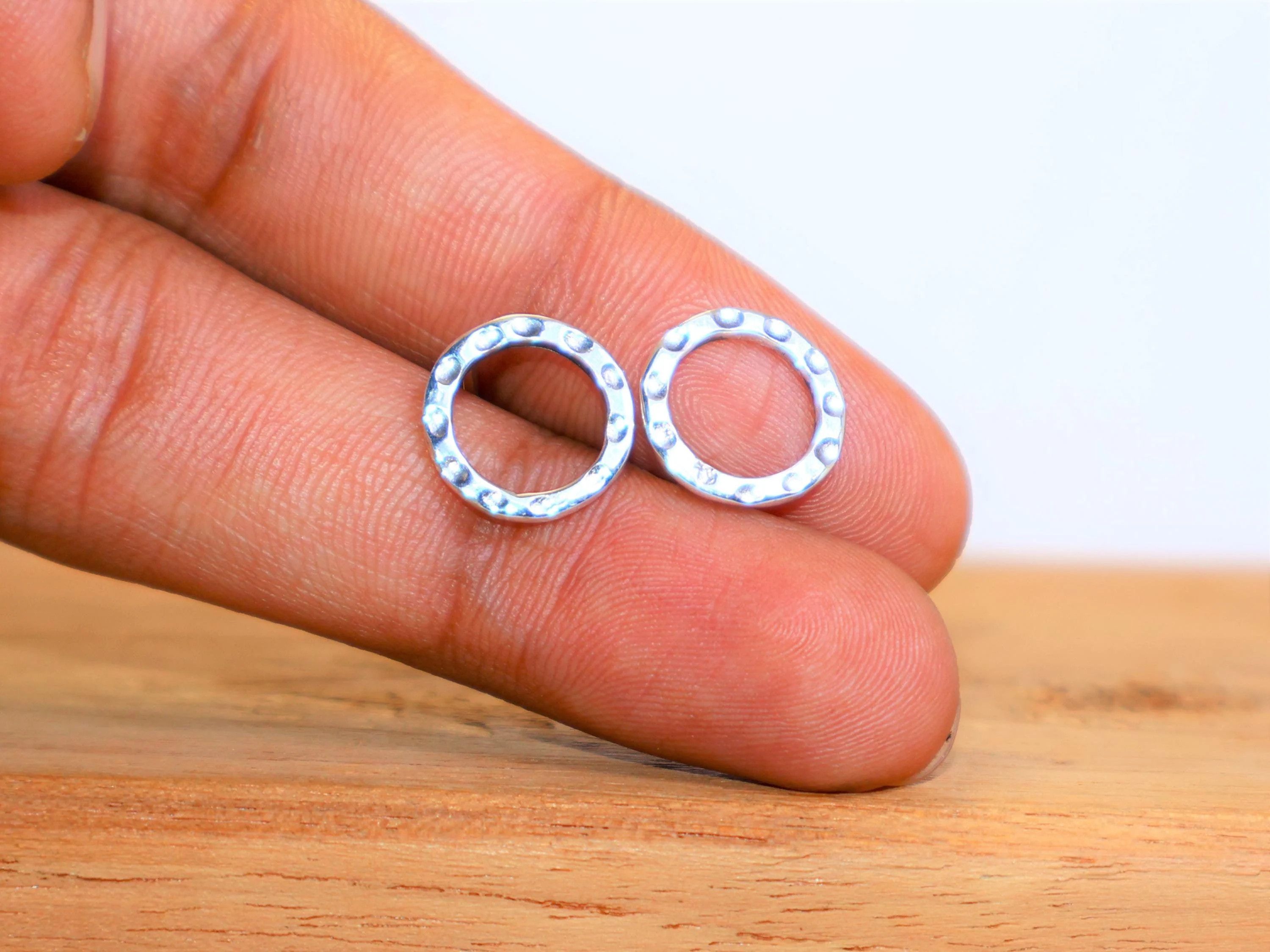 Handmade Open Circle Round Studs, 925 Silver Handmade Women Earrings, Size ONE SIZE - 3 Thumbnail