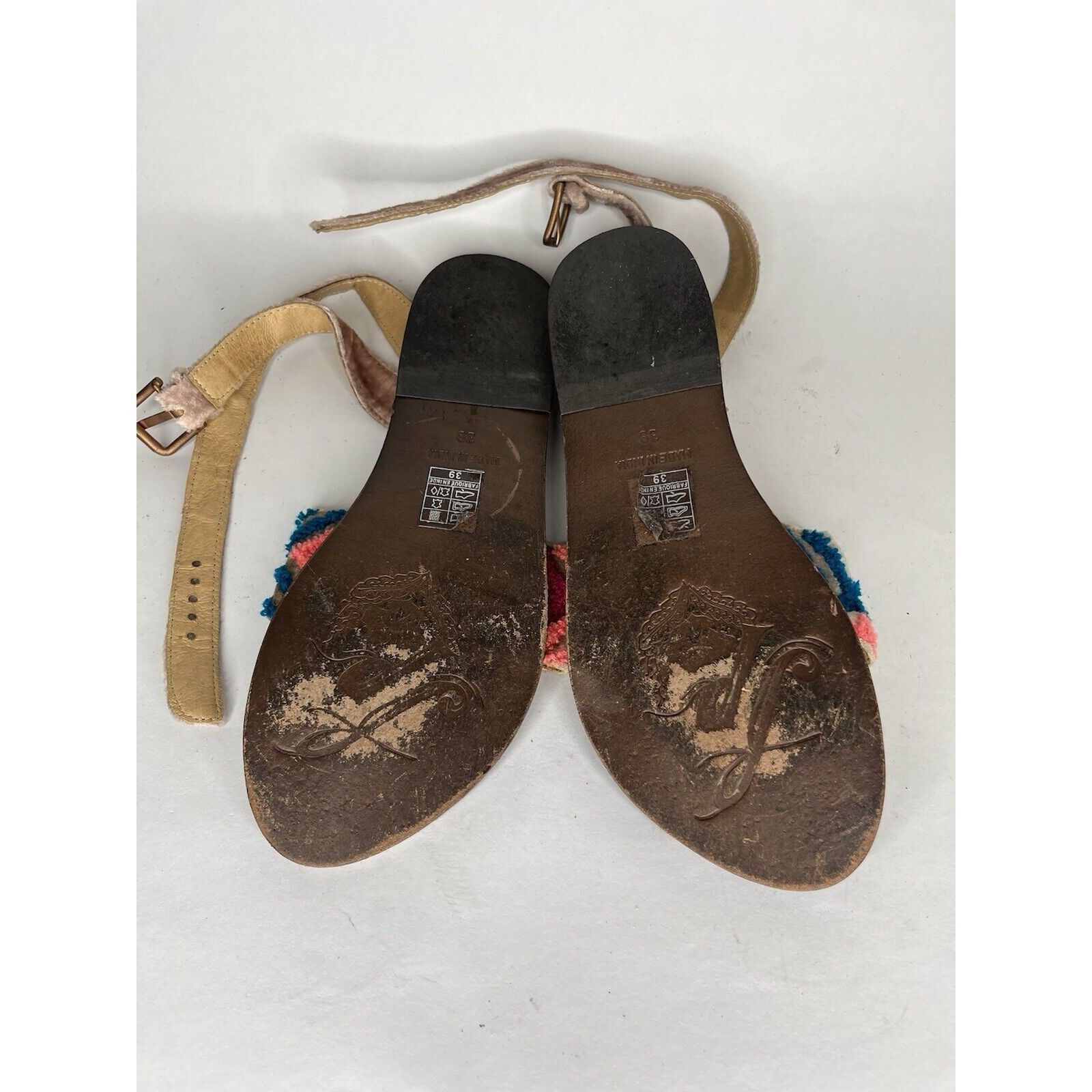 Free People Free People Pink Fabric Leather Aztec Pattern Toe Strap Sand Size US 8 / IT 38 - 5 Thumbnail