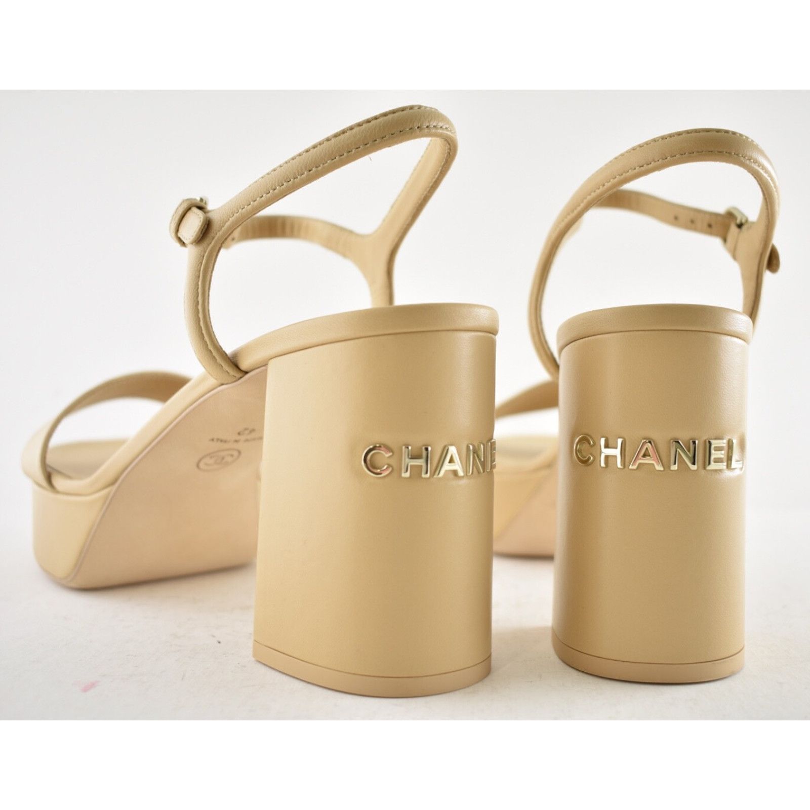 Chanel Chanel 24C Beige Nude Lambskin Leather Platform Ankle Size US 12 / IT 42 - 11 Thumbnail