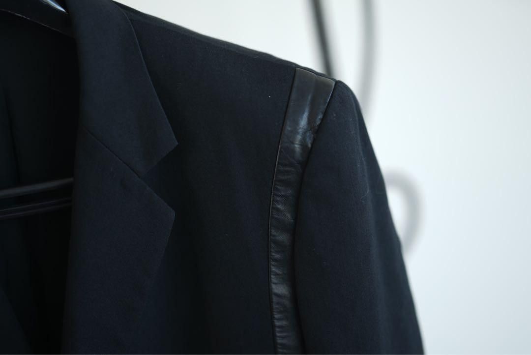 Yohji Yamamoto POUR HOMME 09ss archive Leather switching message jacket Size US XL / EU 56 / 4 - 4 Thumbnail